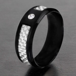 Foto 5 | Anillo West Coast Jewelry De Acero Inoxidable Negro Con Fibra De Carbono - Venta Internacional.