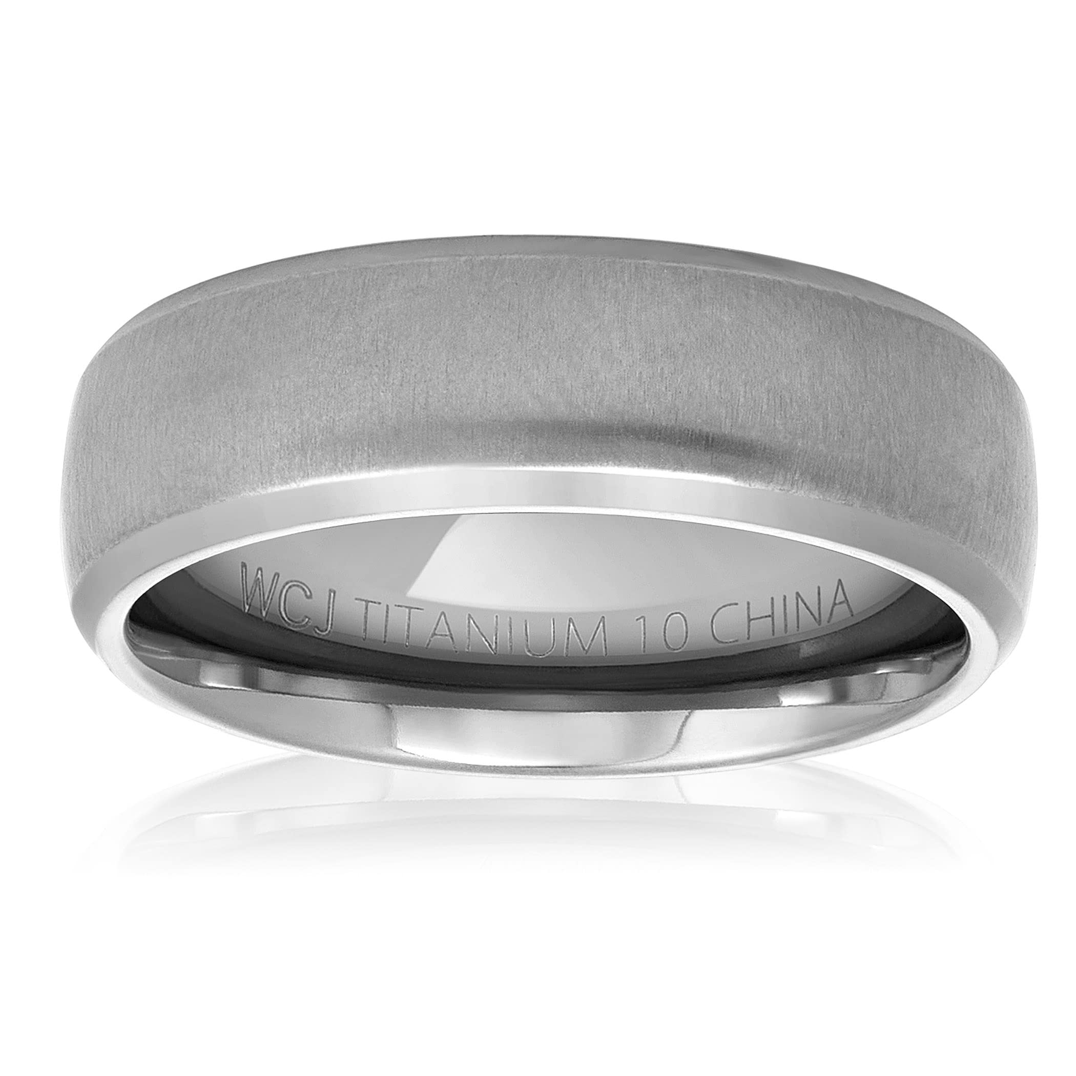 Foto 3 pulgar | Anillo West Coast Jewelry De Titanio Cepillado Con Borde Biselado Con Forma De Cúpula - Venta Internacional.