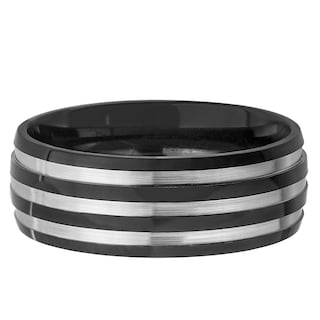 Foto 2 | Anillo West Coast Jewelry Chapado En Negro De Titanio A Rayas De 8 Mm - Venta Internacional.