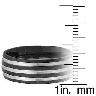 Foto 3 | Anillo West Coast Jewelry Chapado En Negro De Titanio A Rayas De 8 Mm - Venta Internacional.