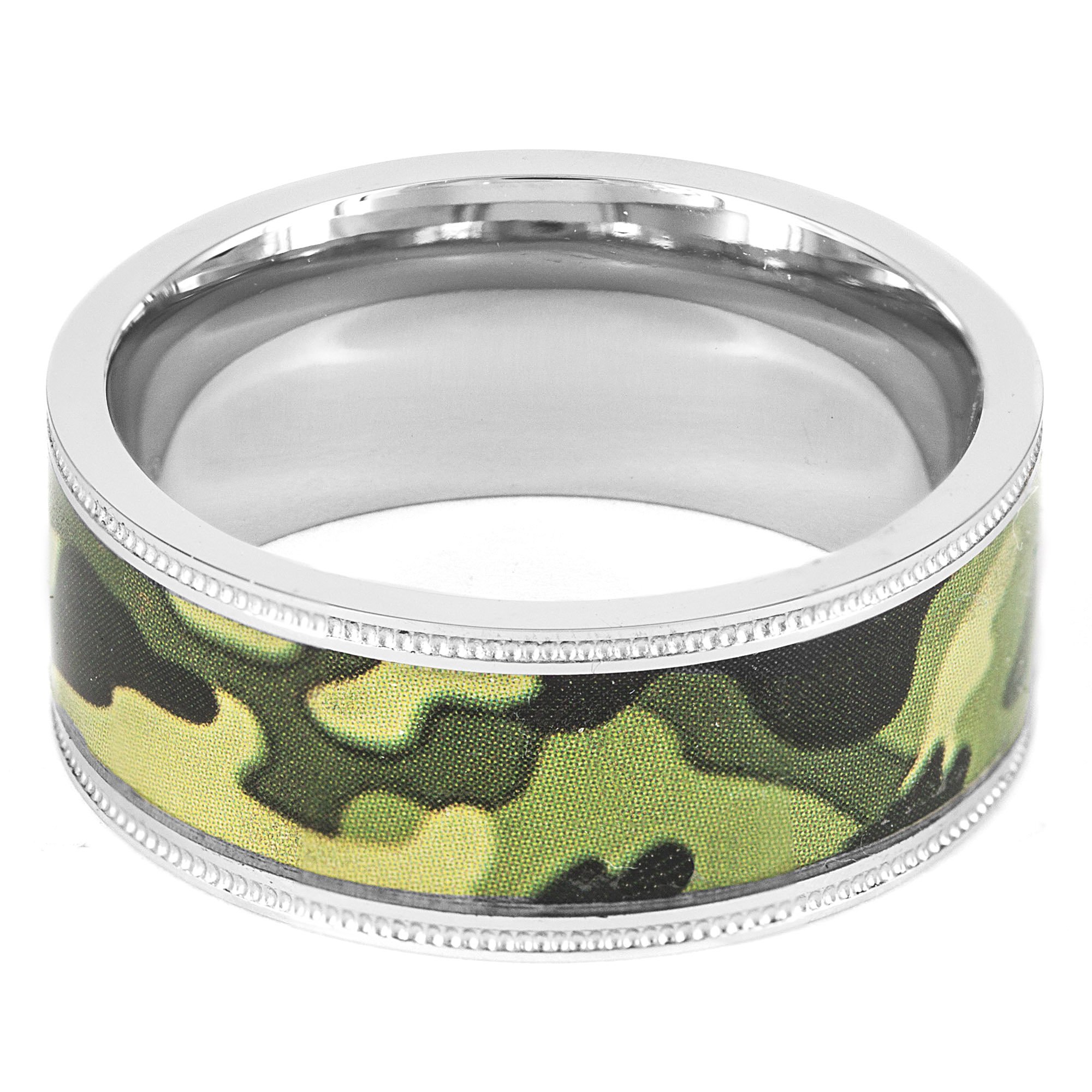 Foto 3 pulgar | Anillo West Coast Jewelry De Acero Inoxidable Con Camuflaje Verde - Venta Internacional.