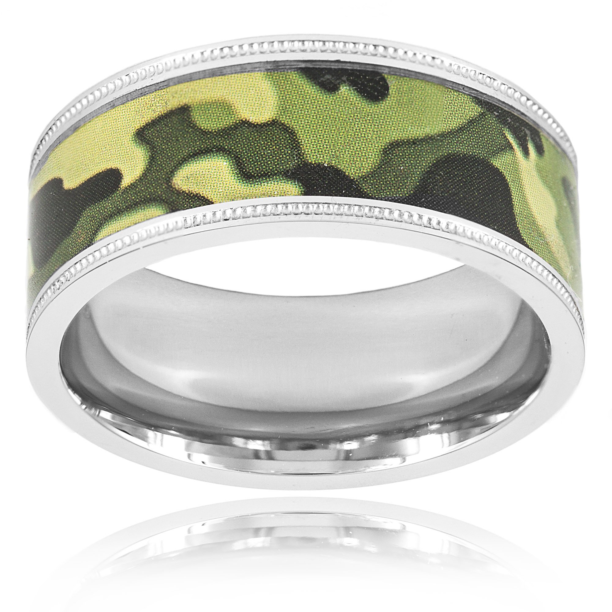 Foto 6 pulgar | Anillo West Coast Jewelry De Acero Inoxidable Con Camuflaje Verde - Venta Internacional.