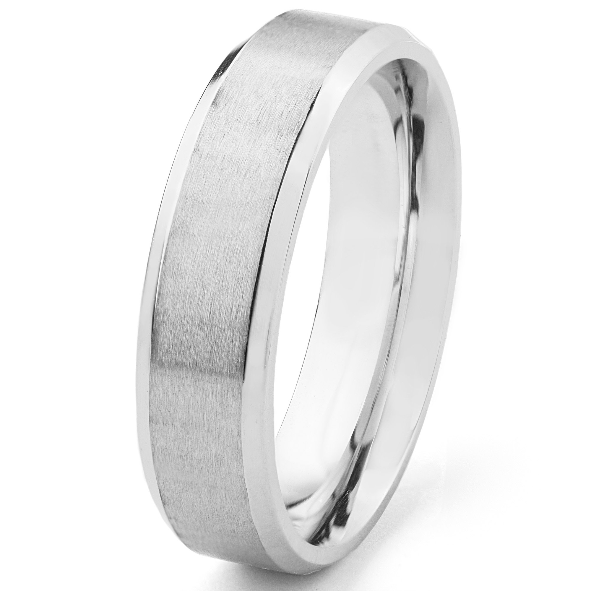 Foto 2 pulgar | Anillo West Coast Jewelry, Correa Plana Cepillada De Acero Inoxidable De 6 Mm - Venta Internacional.
