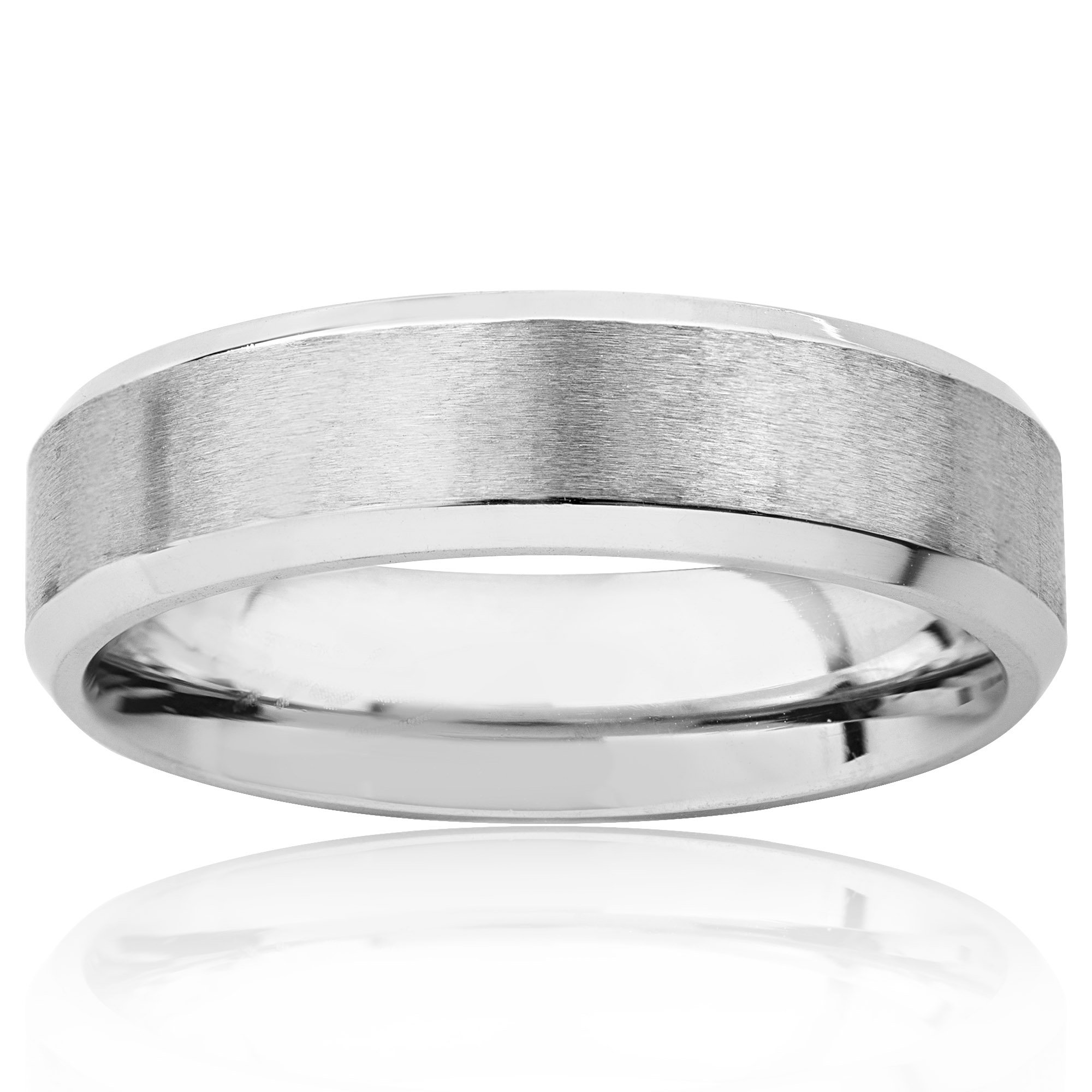 Foto 5 pulgar | Anillo West Coast Jewelry, Correa Plana Cepillada De Acero Inoxidable De 6 Mm - Venta Internacional.