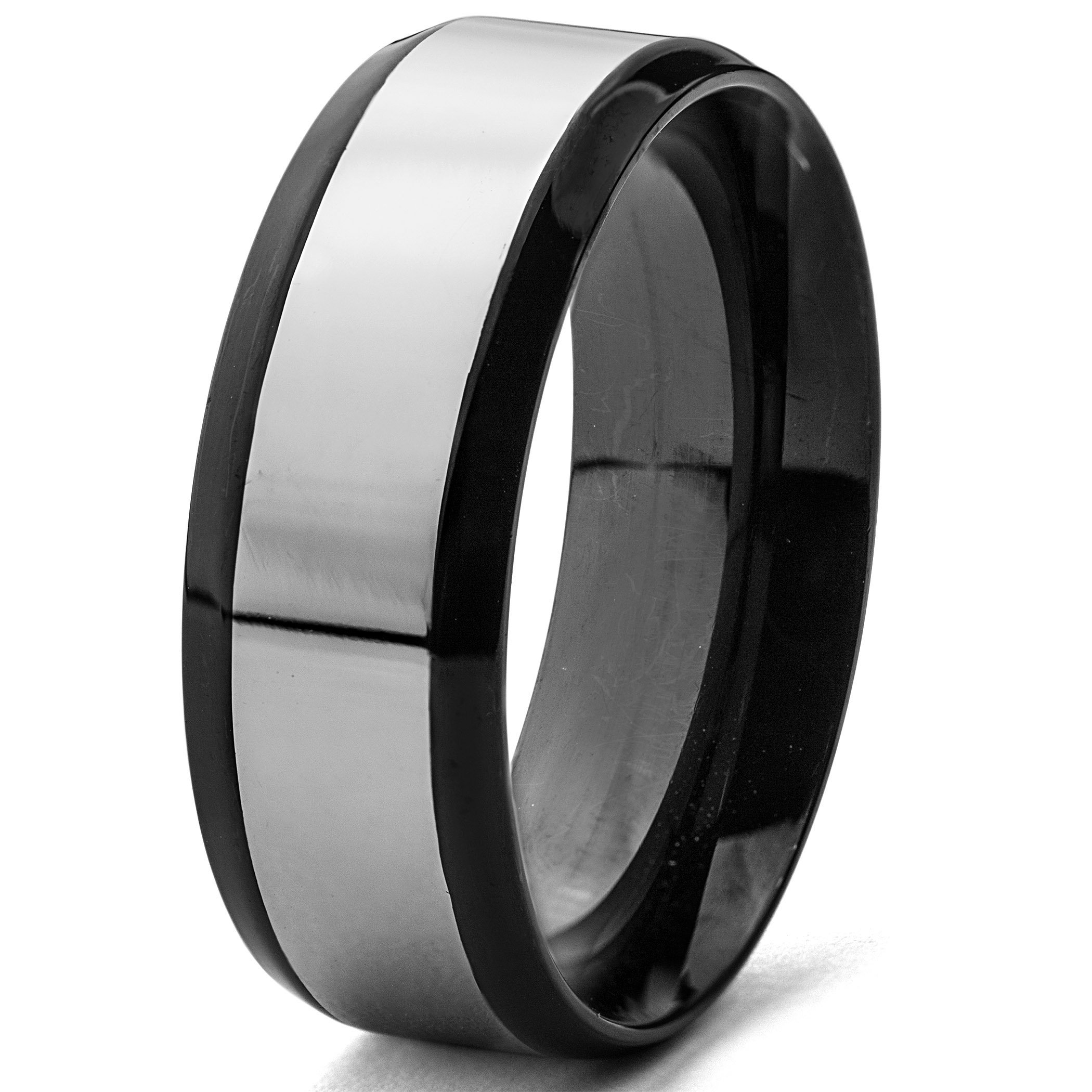 Foto 2 | Anillo West Coast Jewelry De Acero Inoxidable Chapado En Negro (8 Mm) - Venta Internacional.