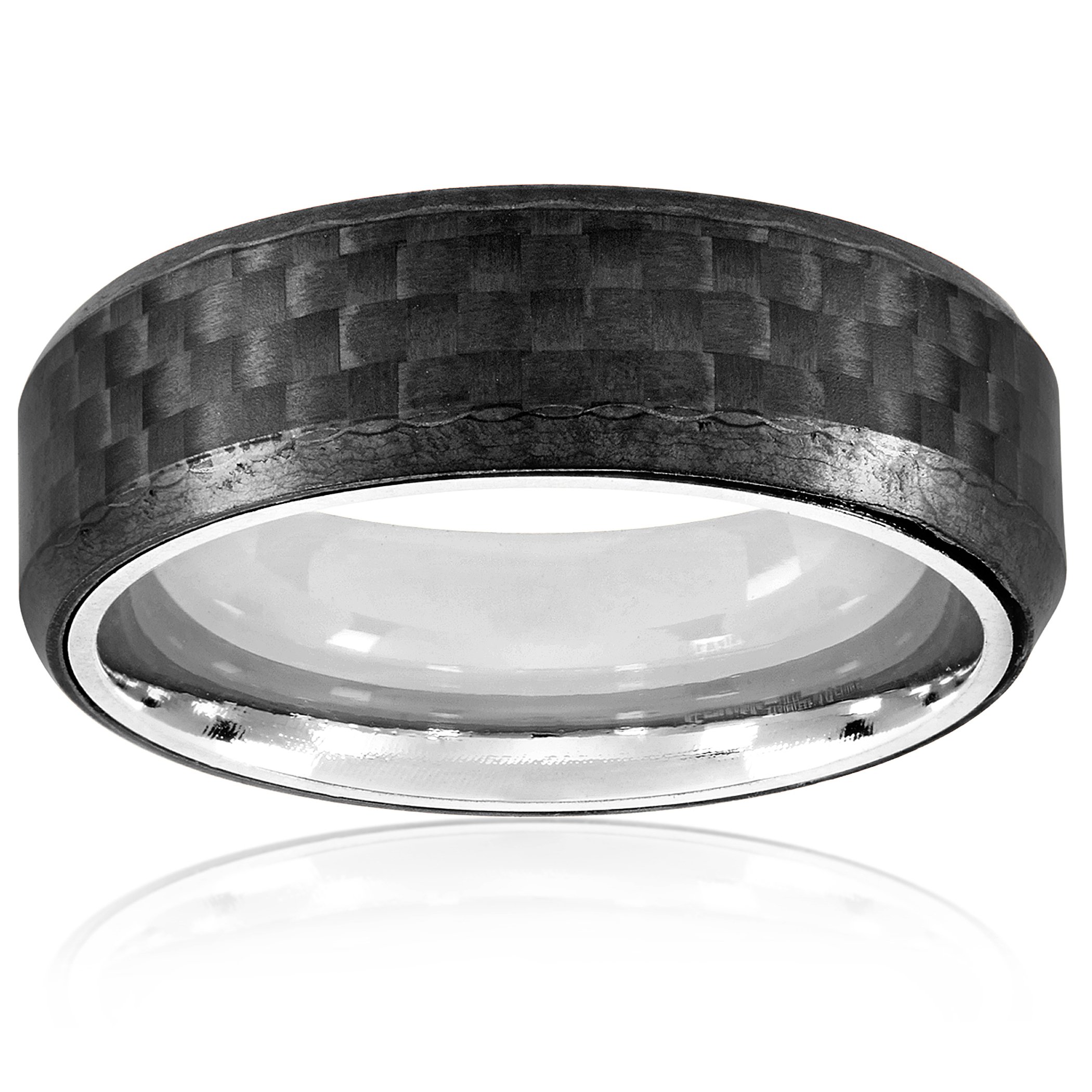 Foto 3 pulgar | Anillo West Coast Jewelry De Acero Inoxidable Y Fibra De Carbono De 7 Mm - Venta Internacional.