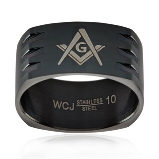 Foto 2 | Anillo West Coast Jewelry Masonic De Acero Inoxidable Chapado En Negro - Venta Internacional.