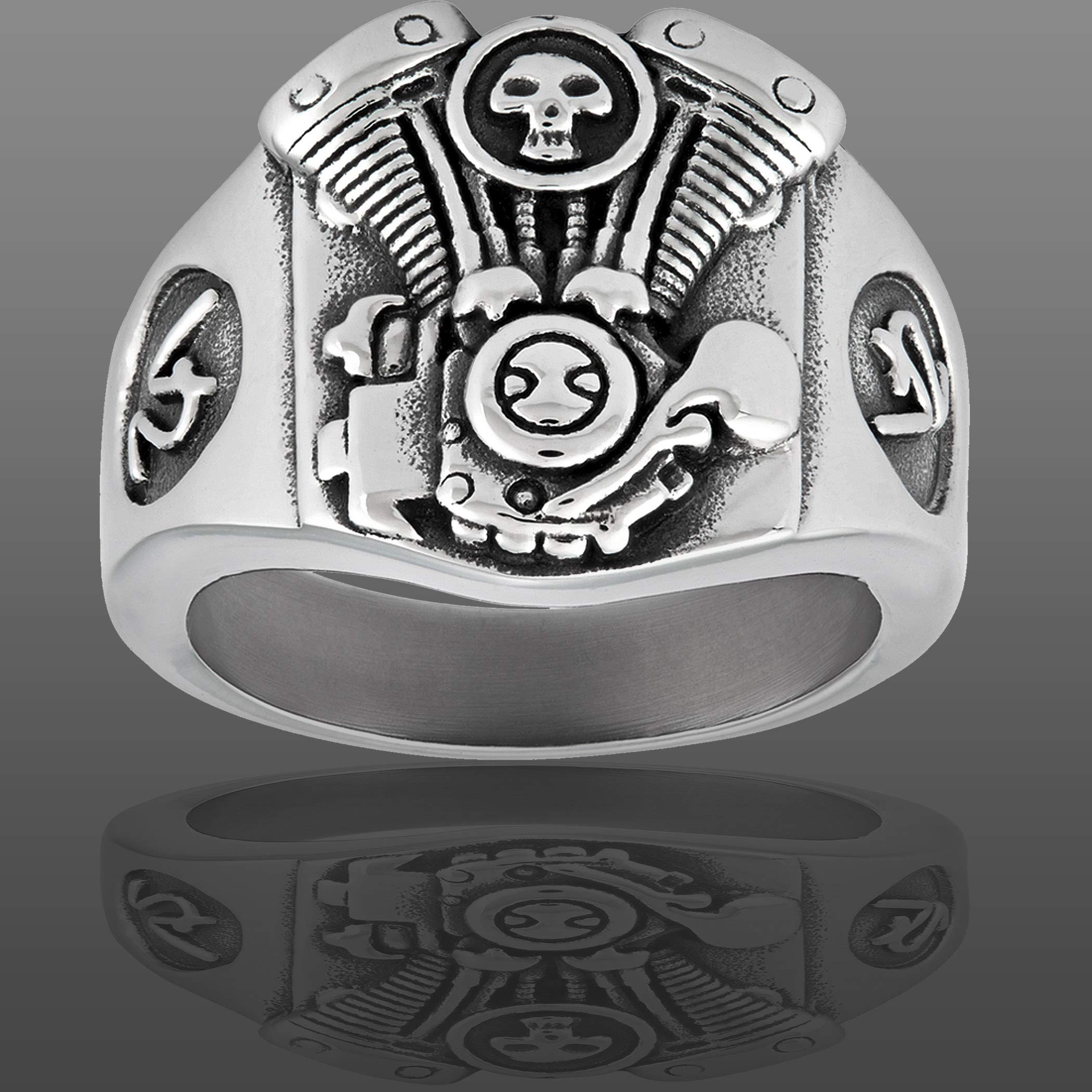 Foto 6 pulgar | Ring West Coast Jewelry V2 Engine Biker De Acero Inoxidable Para Hombre - Venta Internacional.