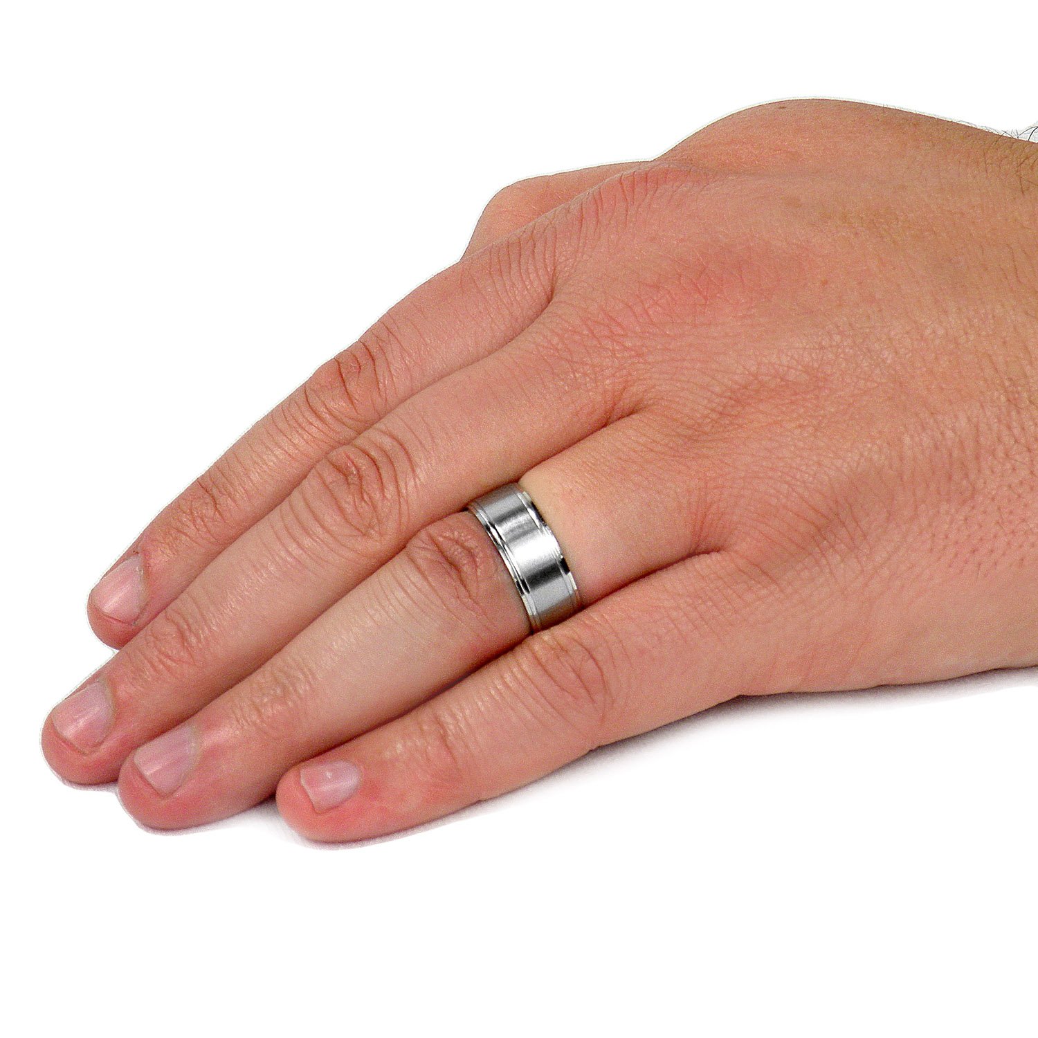 Foto 4 | Anillo West Coast Jewelry De Acero Inoxidable Con Borde Acanalado Para Hombre - Venta Internacional.
