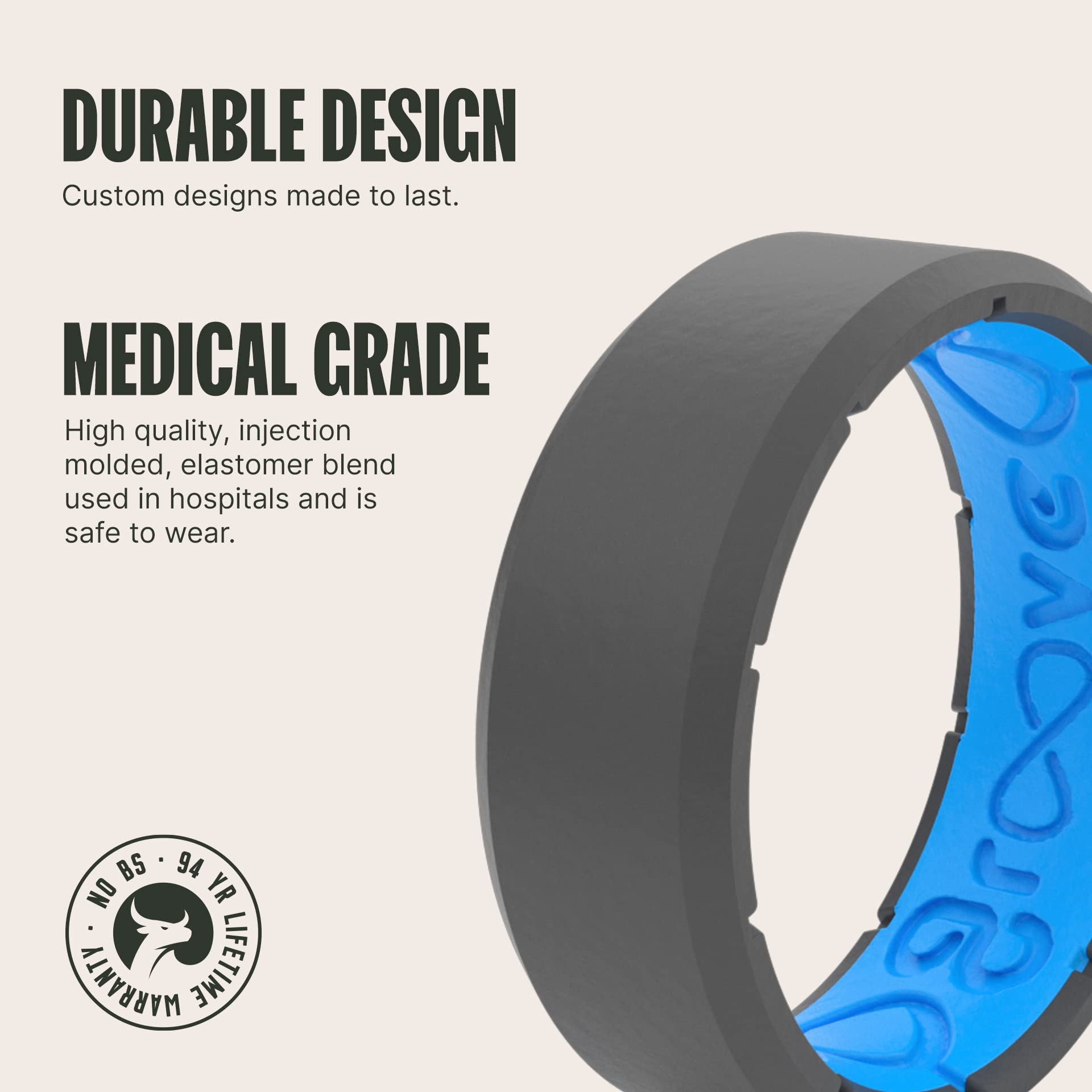 Foto 3 pulgar | Anillo De Silicona Groove Life Edge Deep Stone/blue Para Hombre, Talla 12 - Venta Internacional.