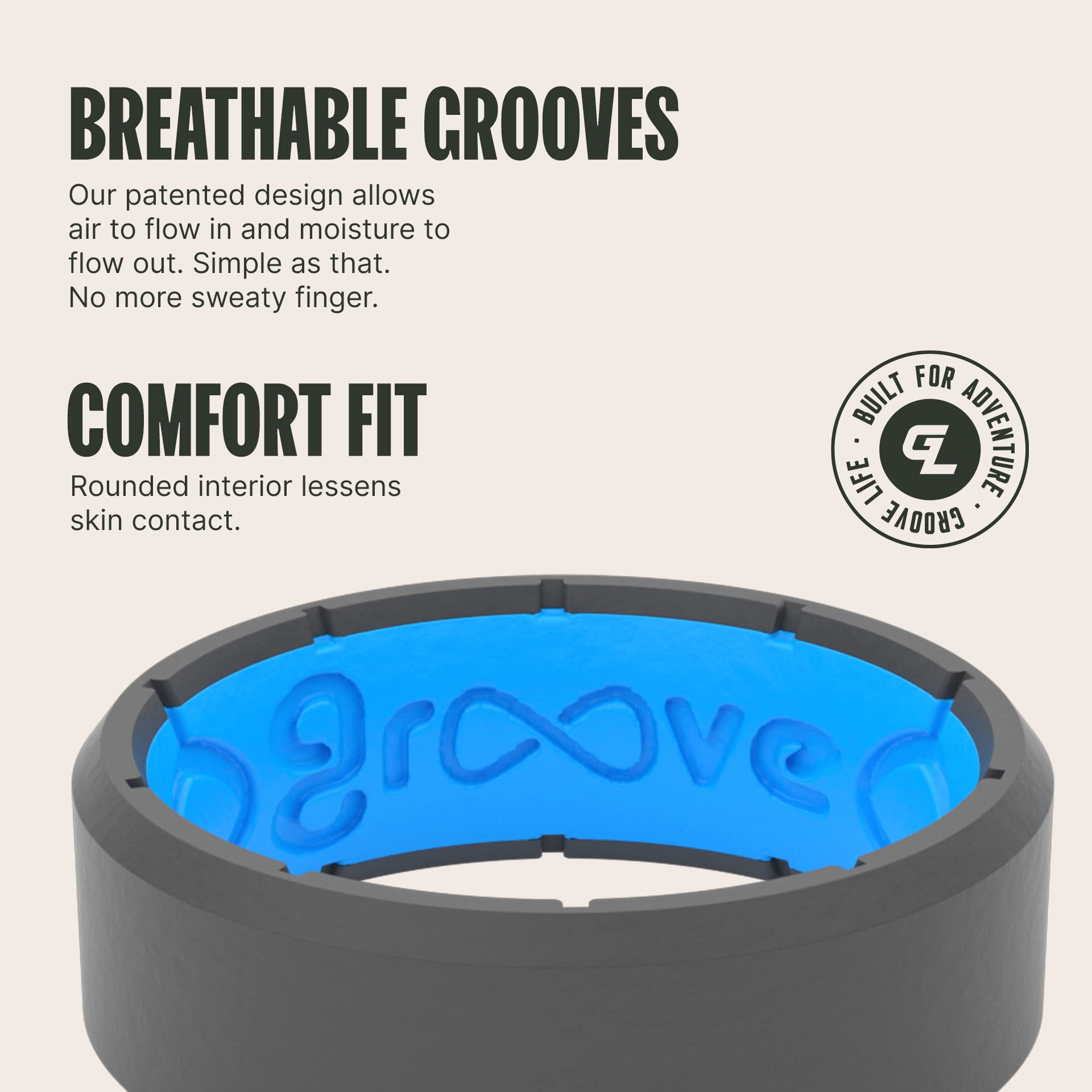 Foto 4 pulgar | Anillo De Silicona Groove Life Edge Deep Stone/blue Para Hombre, Talla 12 - Venta Internacional.