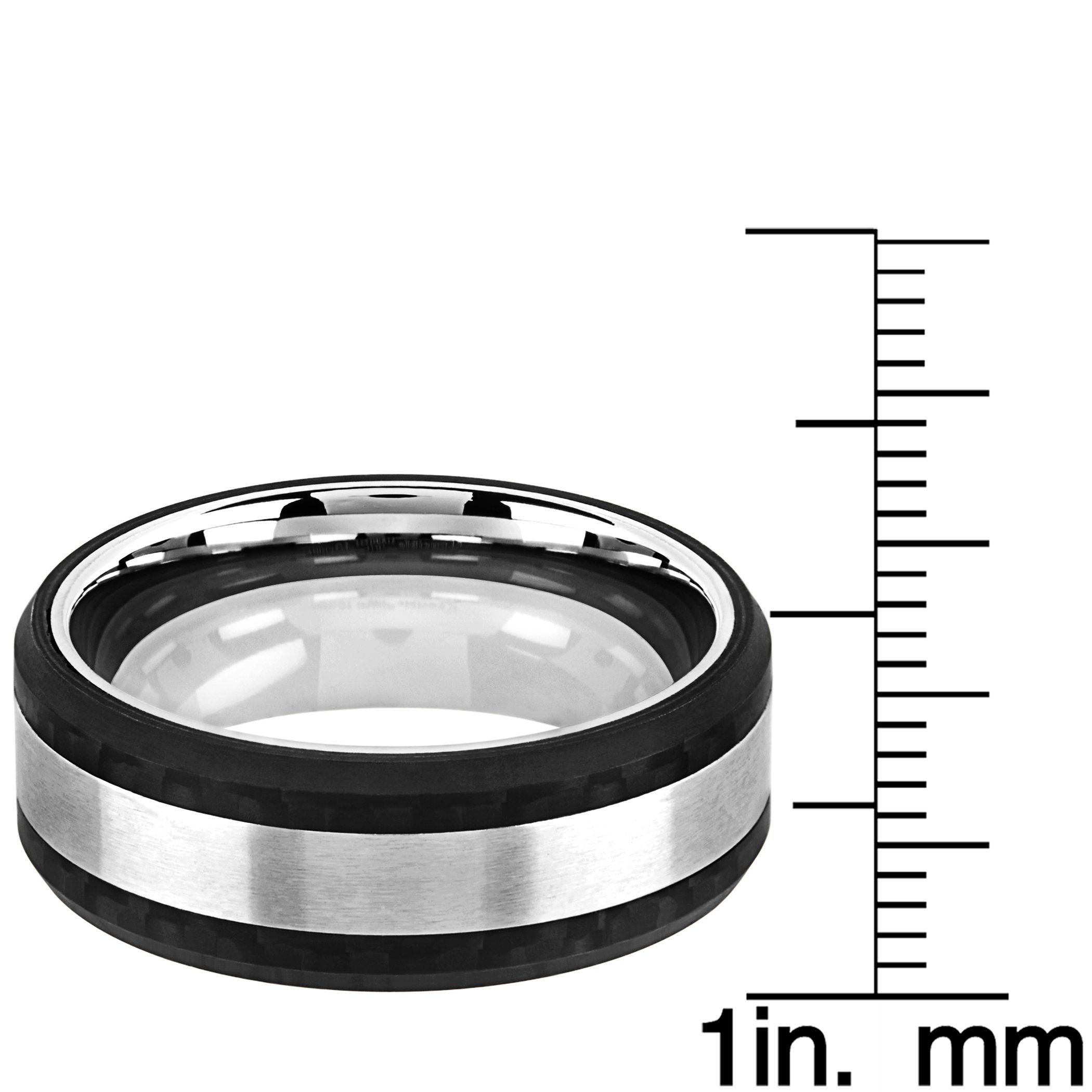 Foto 4 pulgar | Anillo West Coast Jewelry De Acero Inoxidable Cepillado Y Fibra De Carbono - Venta Internacional.