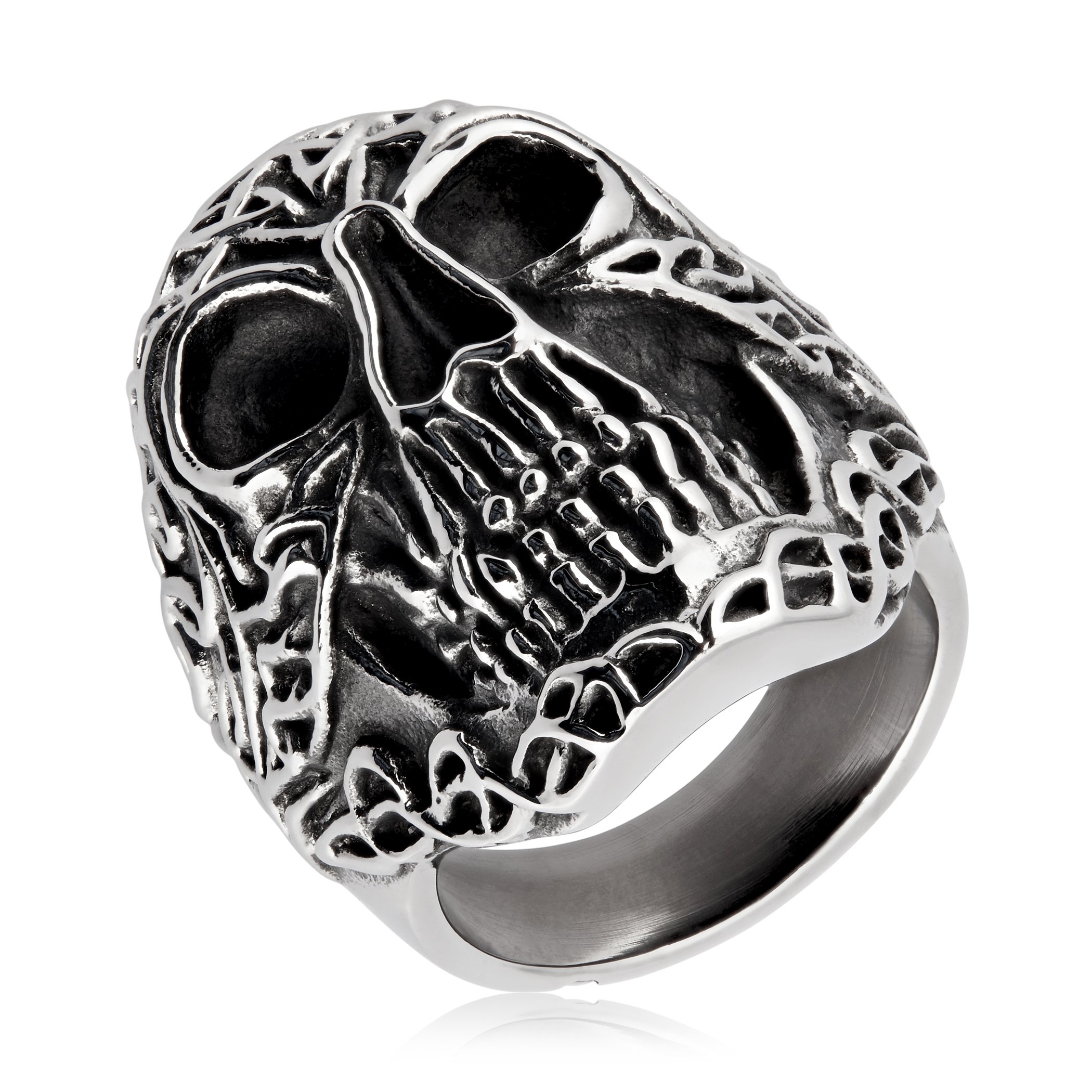 Foto 3 pulgar | Anillo De Acero Inoxidable West Coast Jewelry Con Calavera Celta Para Moteros - Venta Internacional.