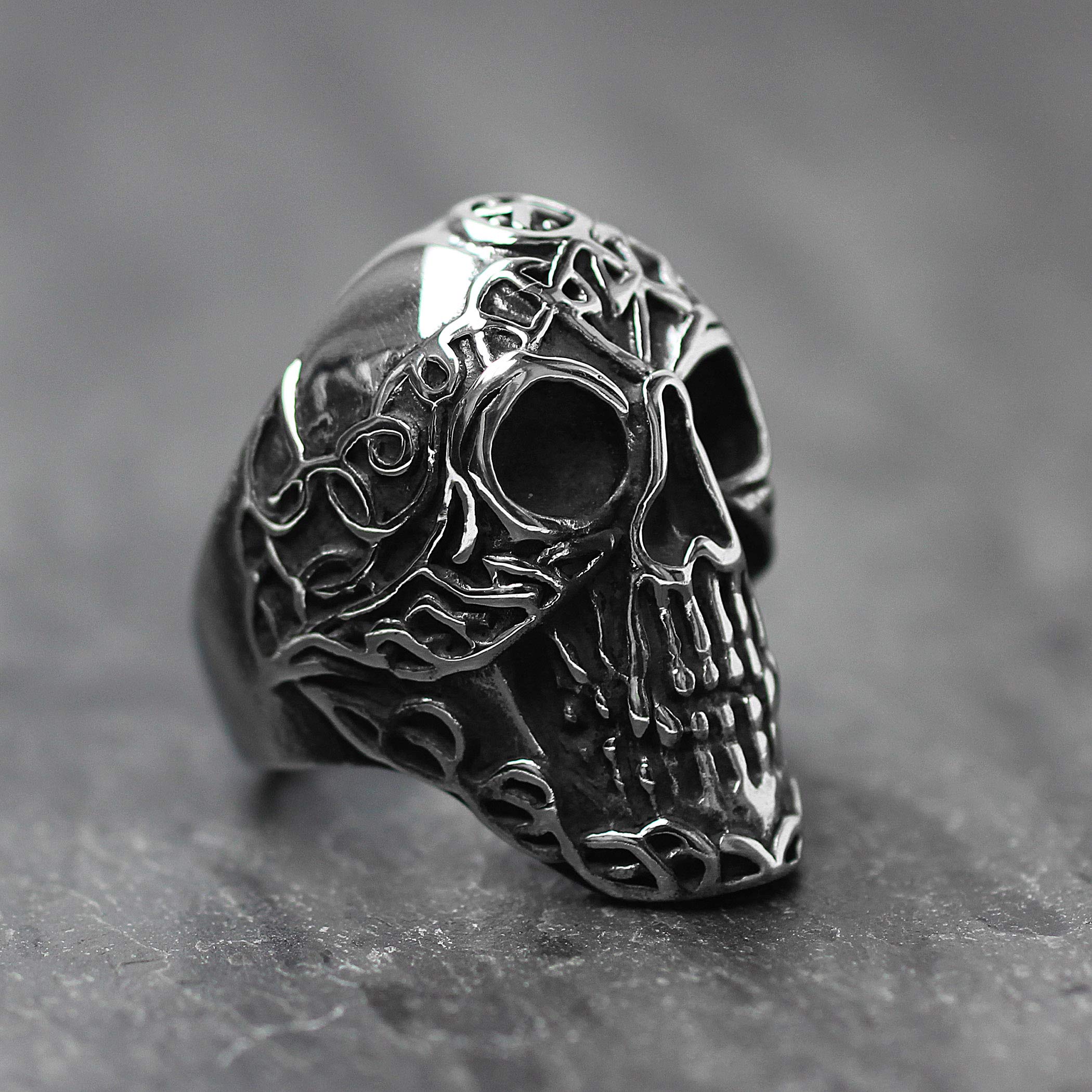 Foto 5 pulgar | Anillo De Acero Inoxidable West Coast Jewelry Con Calavera Celta Para Moteros - Venta Internacional.