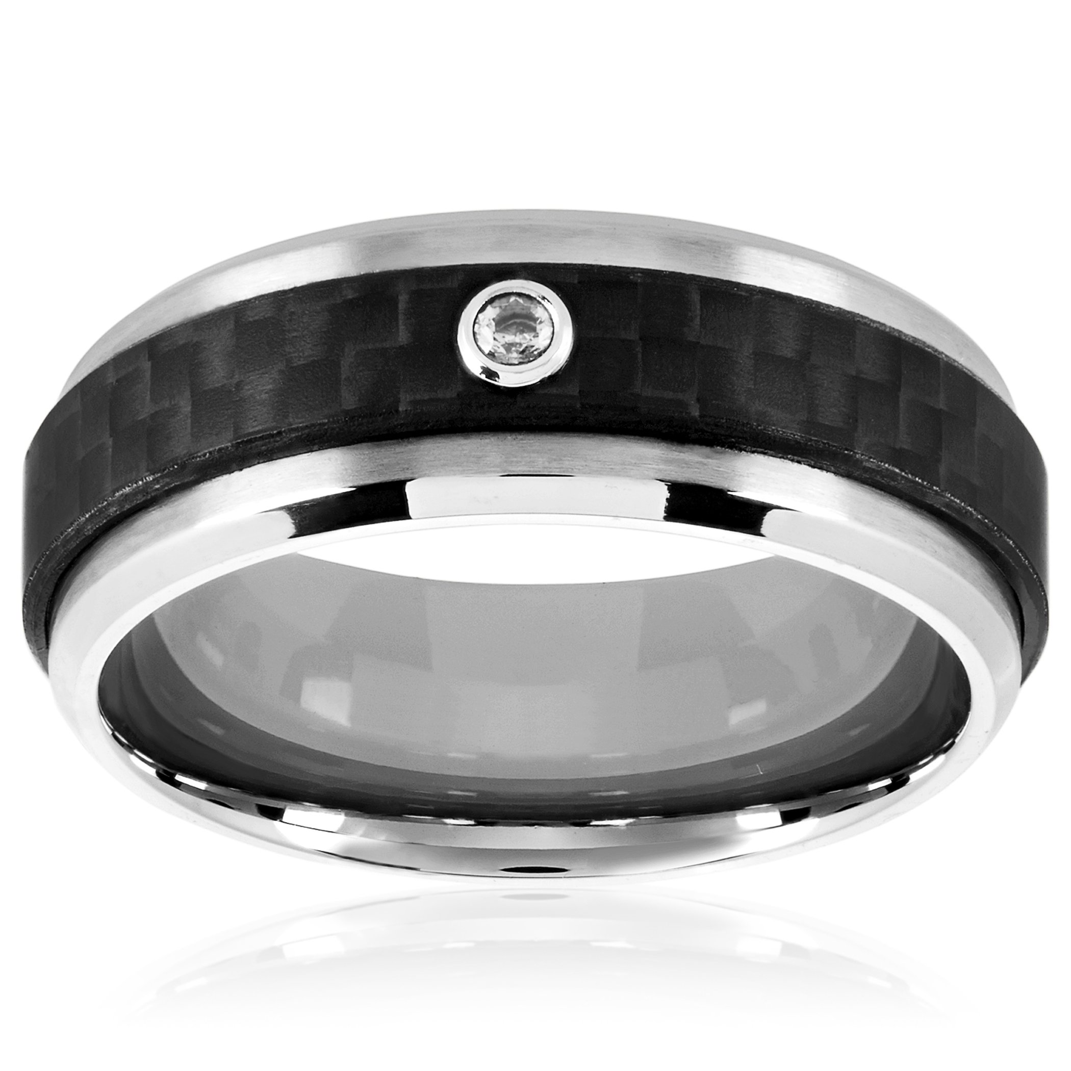 Foto 3 pulgar | Anillo West Coast Jewelry De Fibra De Carbono Y Acero Inoxidable Para Hombre - Venta Internacional.