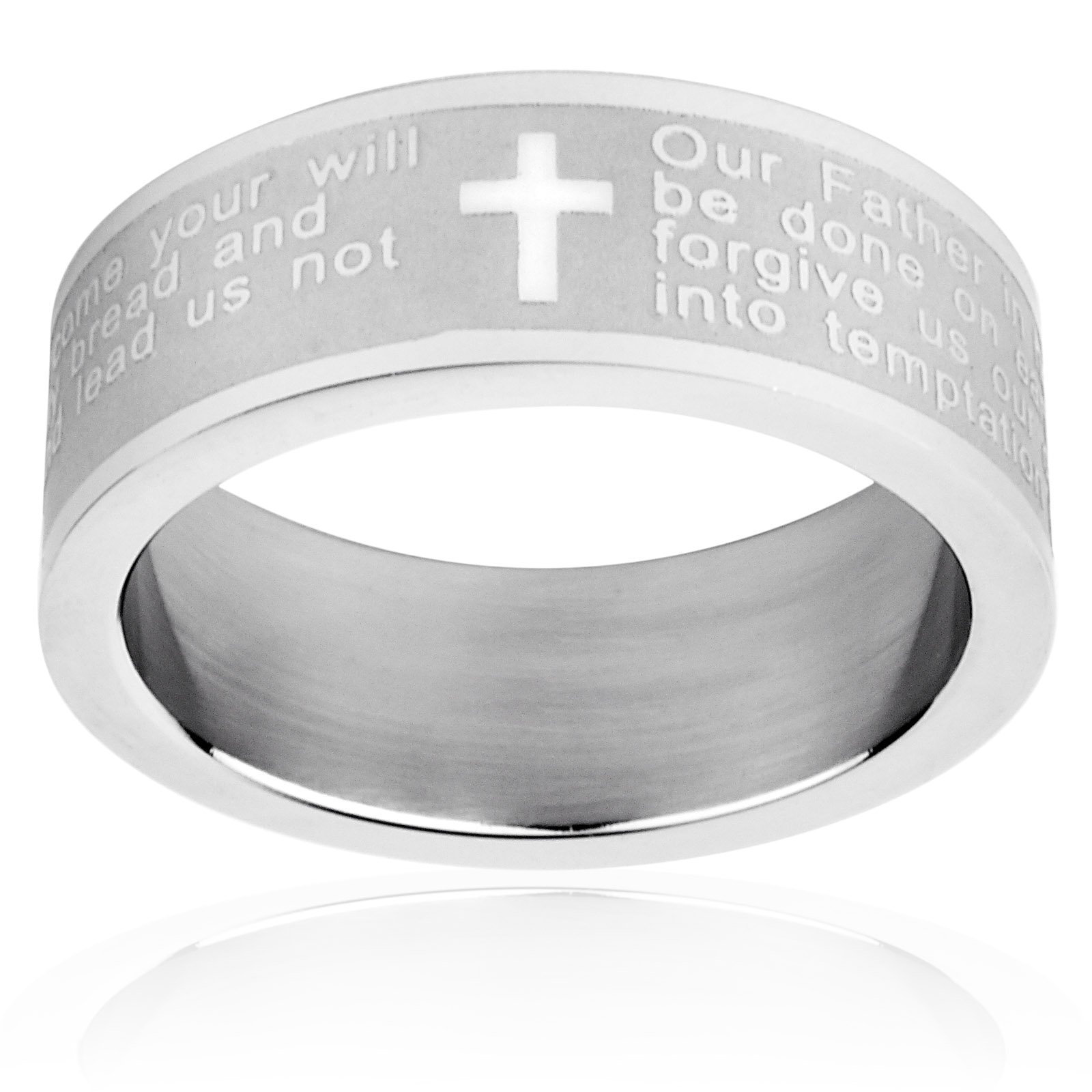 Foto 3 pulgar | Anillo West Coast Jewelry Lord's Prayer De Acero Inoxidable De 8 Mm - Venta Internacional.
