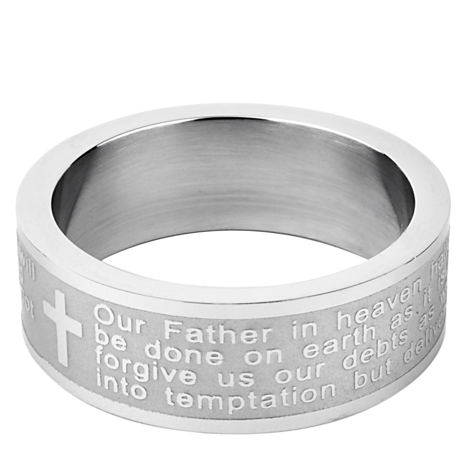 Foto 5 pulgar | Anillo West Coast Jewelry Lord's Prayer De Acero Inoxidable De 8 Mm - Venta Internacional.