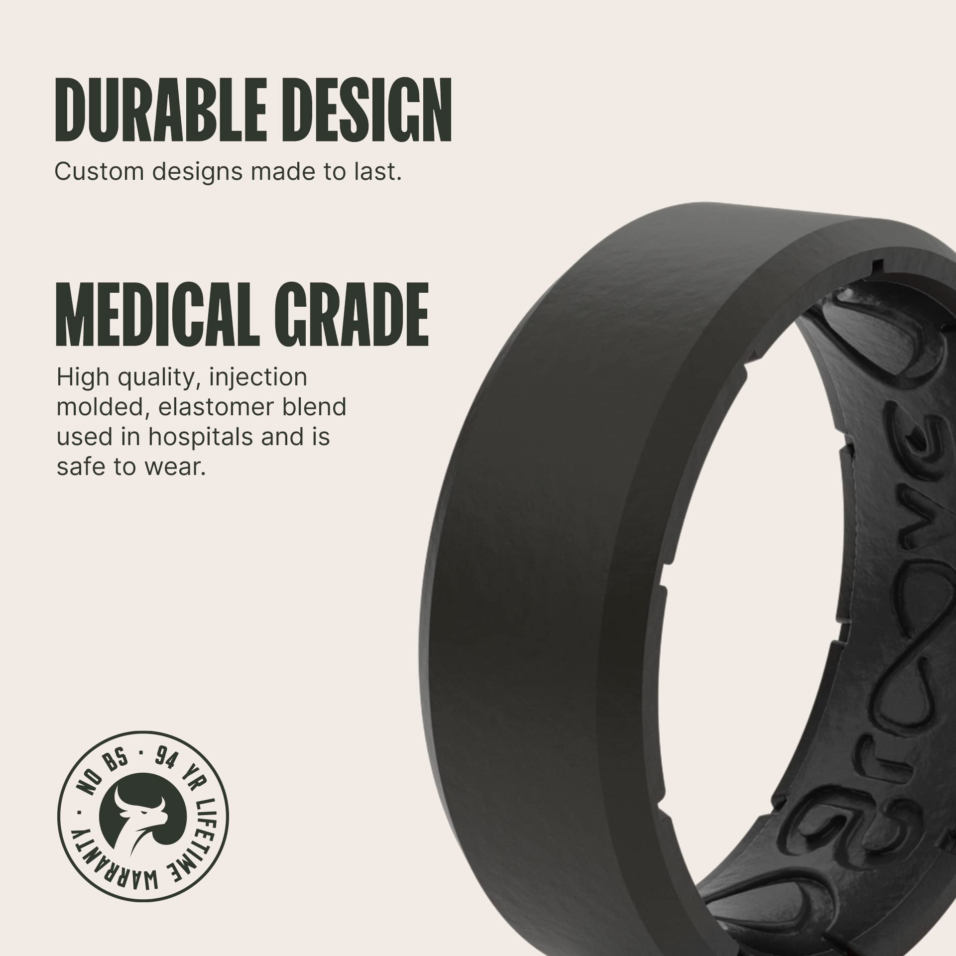 Foto 3 pulgar | Anillo De Silicona Groove Life Edge Negro/negro Para Hombre Talla 10 - Venta Internacional.