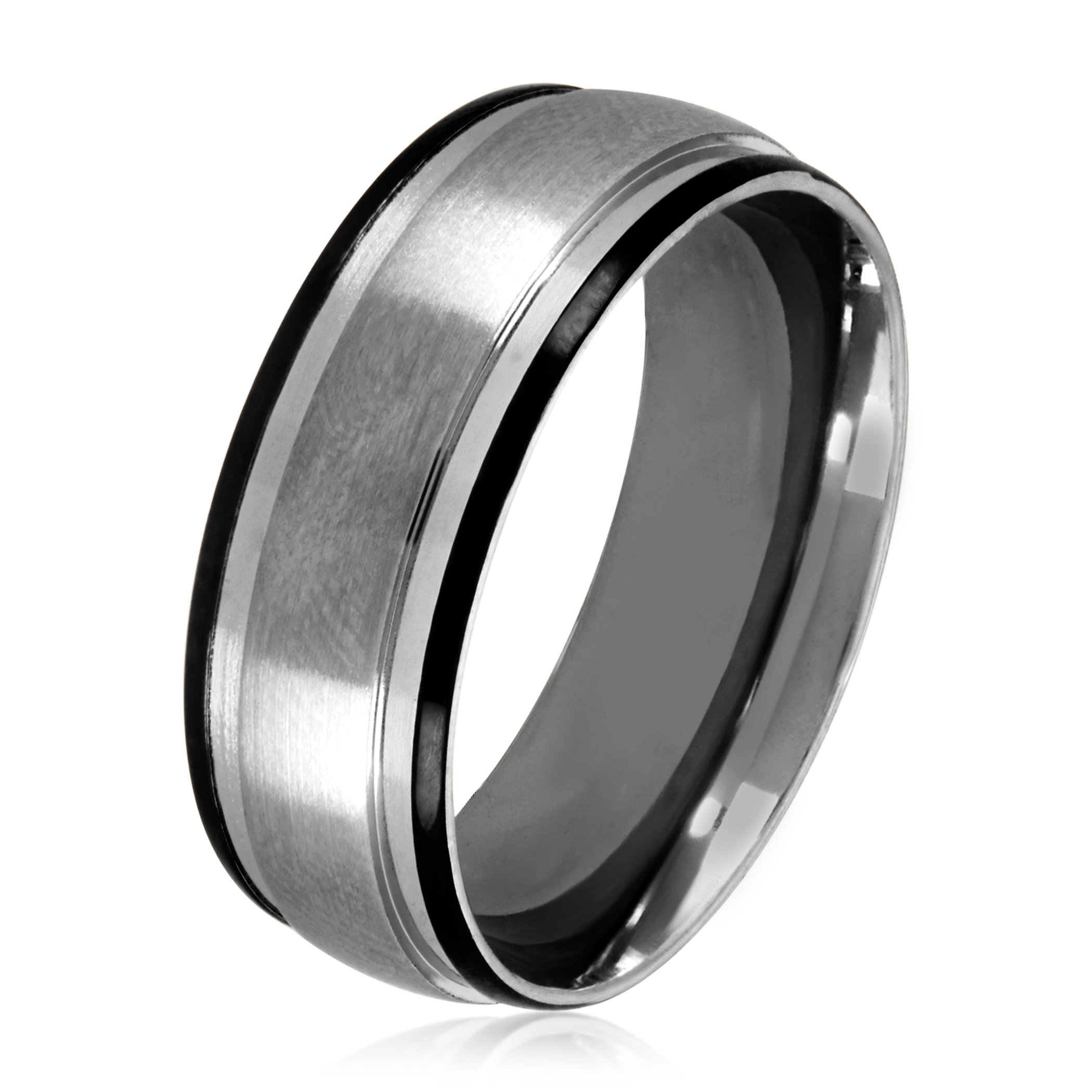 Foto 2 pulgar | Anillo West Coast Jewelry De Acero Inoxidable Satinado Bicolor De 8 Mm - Venta Internacional.