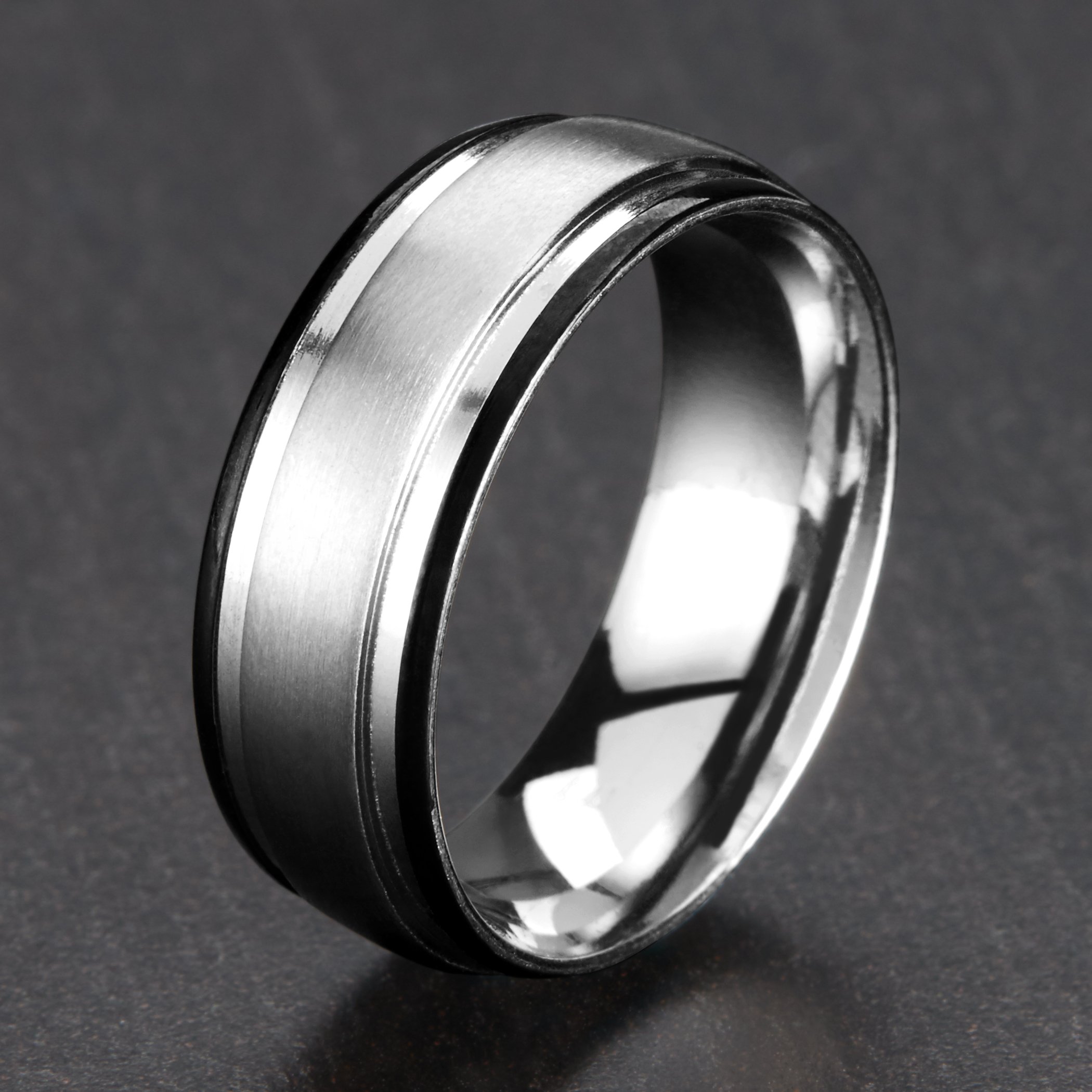 Foto 5 pulgar | Anillo West Coast Jewelry De Acero Inoxidable Satinado Bicolor De 8 Mm - Venta Internacional.