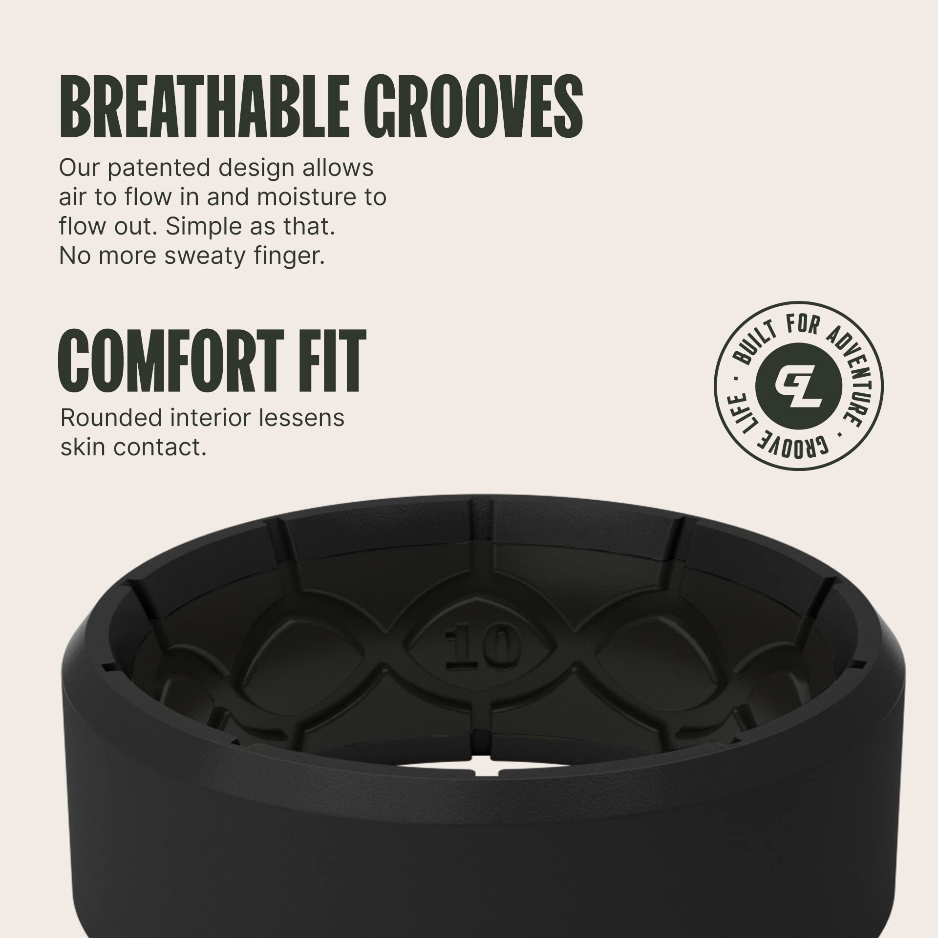 Foto 4 pulgar | Anillo De Silicona Groove Life Zeus Edge Midnight Black, Talla 9 Para Hombre - Venta Internacional.