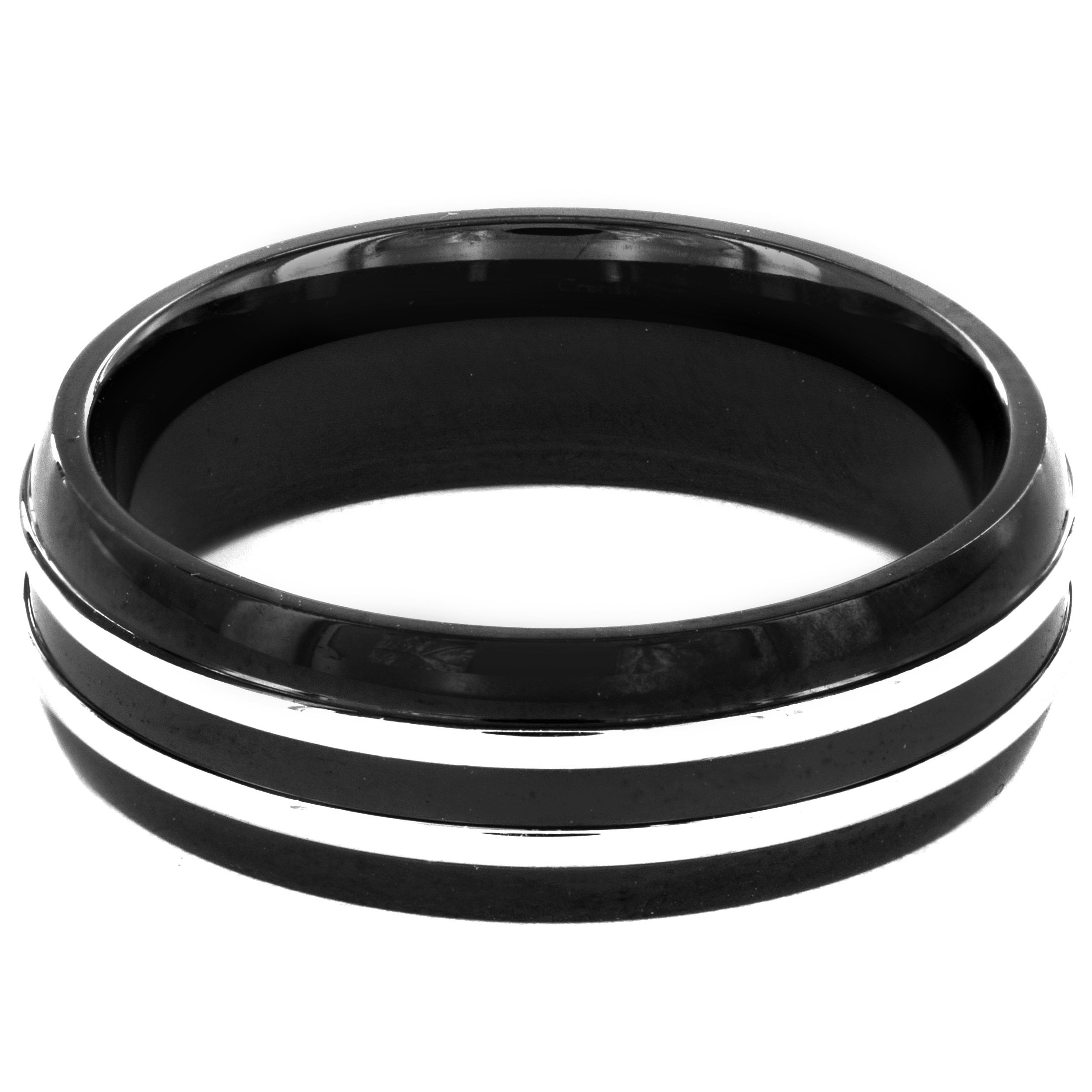 Foto 2 | Anillo West Coast Jewelry De Acero Inoxidable Negro Pulido De 8 Mm - Venta Internacional.