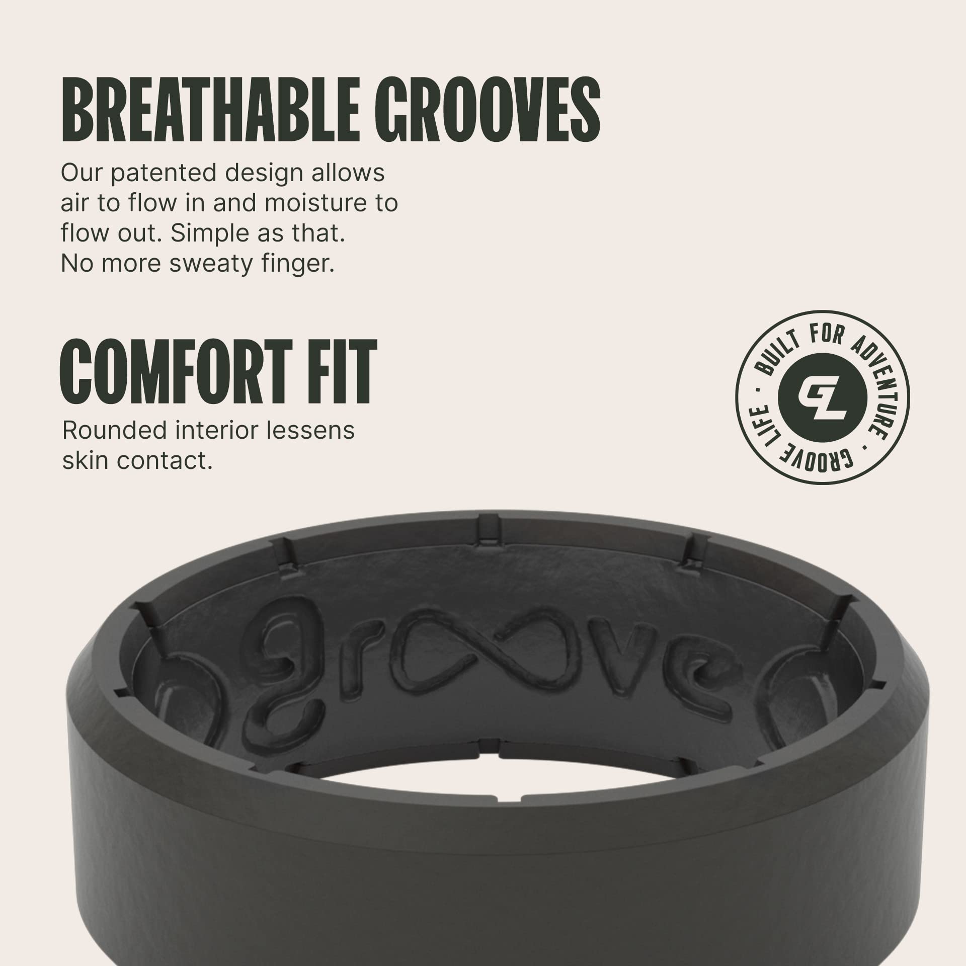 Foto 4 pulgar | Anillo De Silicona Groove Life Edge Negro/negro Para Hombre Talla 12 - Venta Internacional.