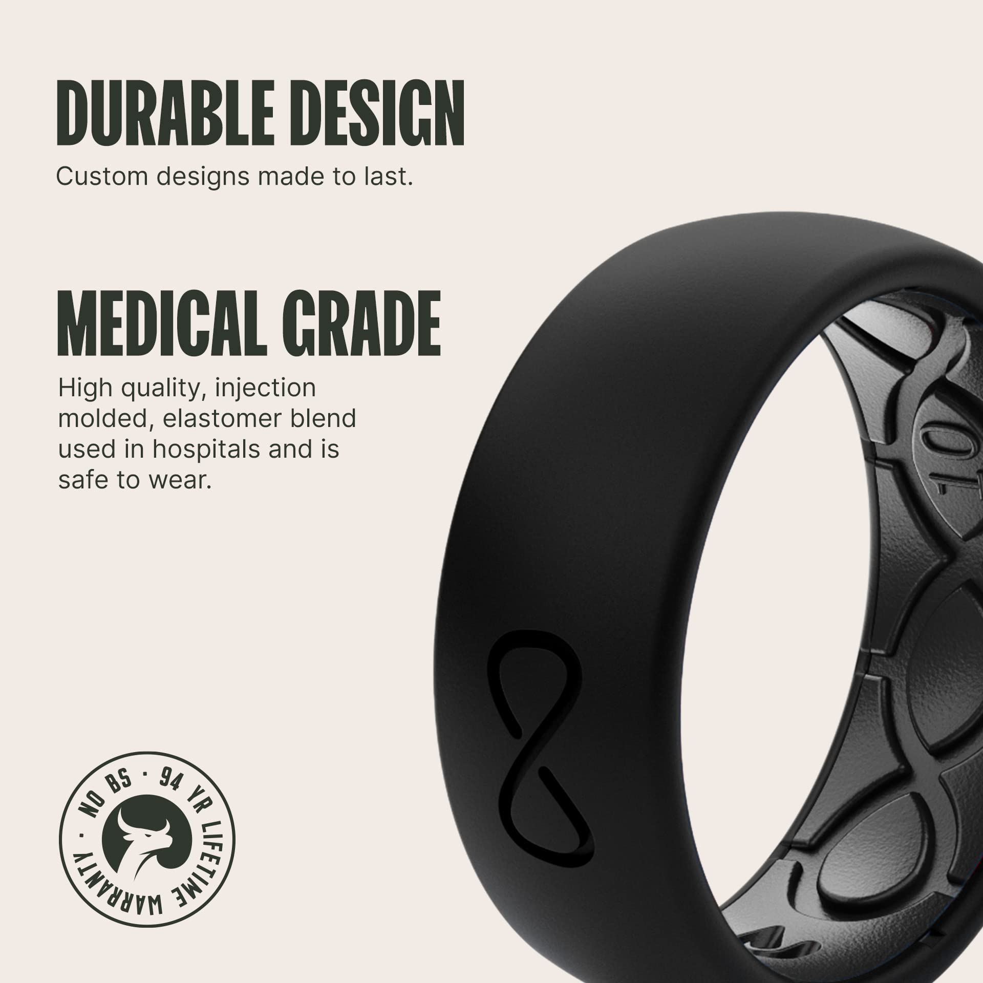 Foto 3 pulgar | Anillo De Boda Groove Life Solid, Silicona Negra Y Negra, Tamaño 9 - Venta Internacional.