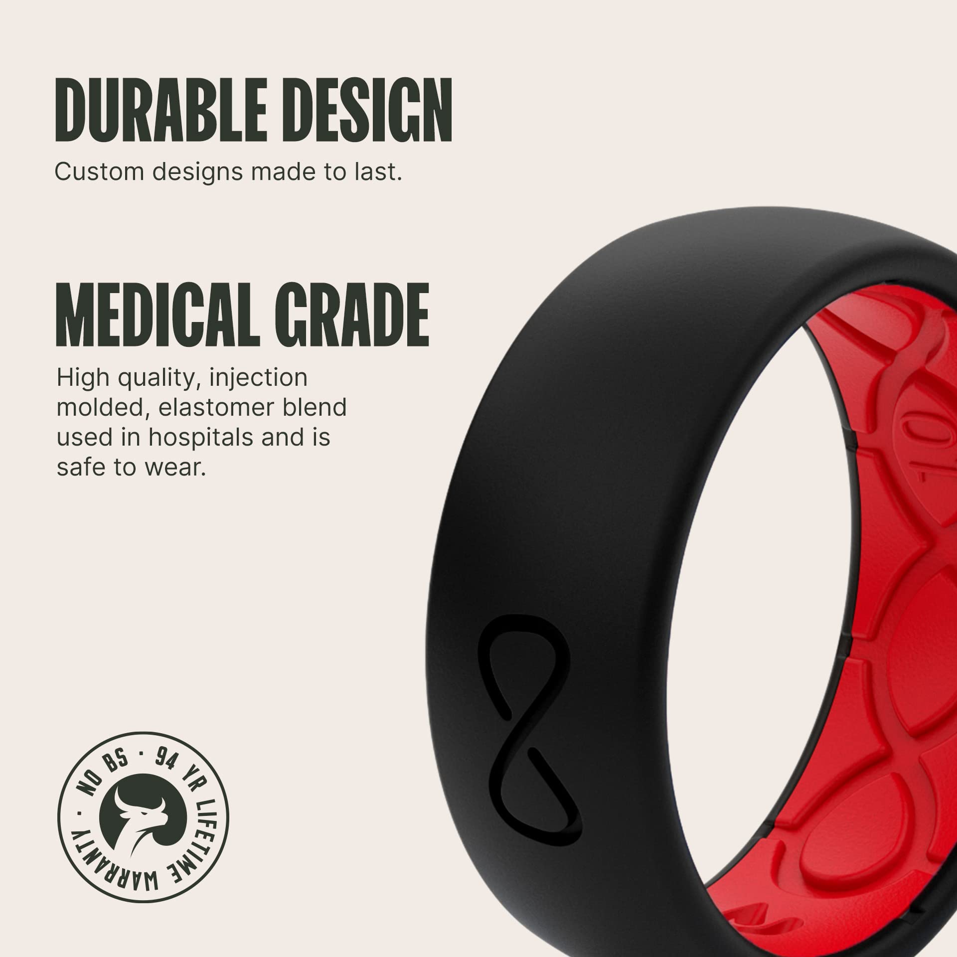 Foto 2 | Anillo De Boda Groove Life Solid, Silicona Negra Y Roja, Talla 10, Para Hombre - Venta Internacional.