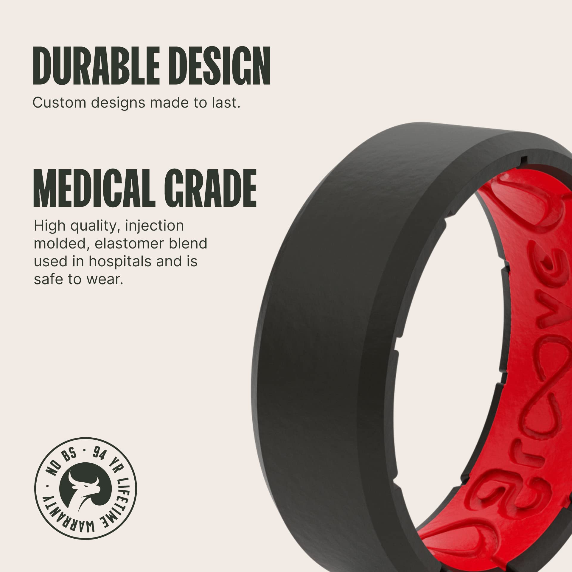 Foto 3 pulgar | Anillo De Silicona Groove Life Edge Negro/rojo Para Hombre - Talla 10 - Venta Internacional.