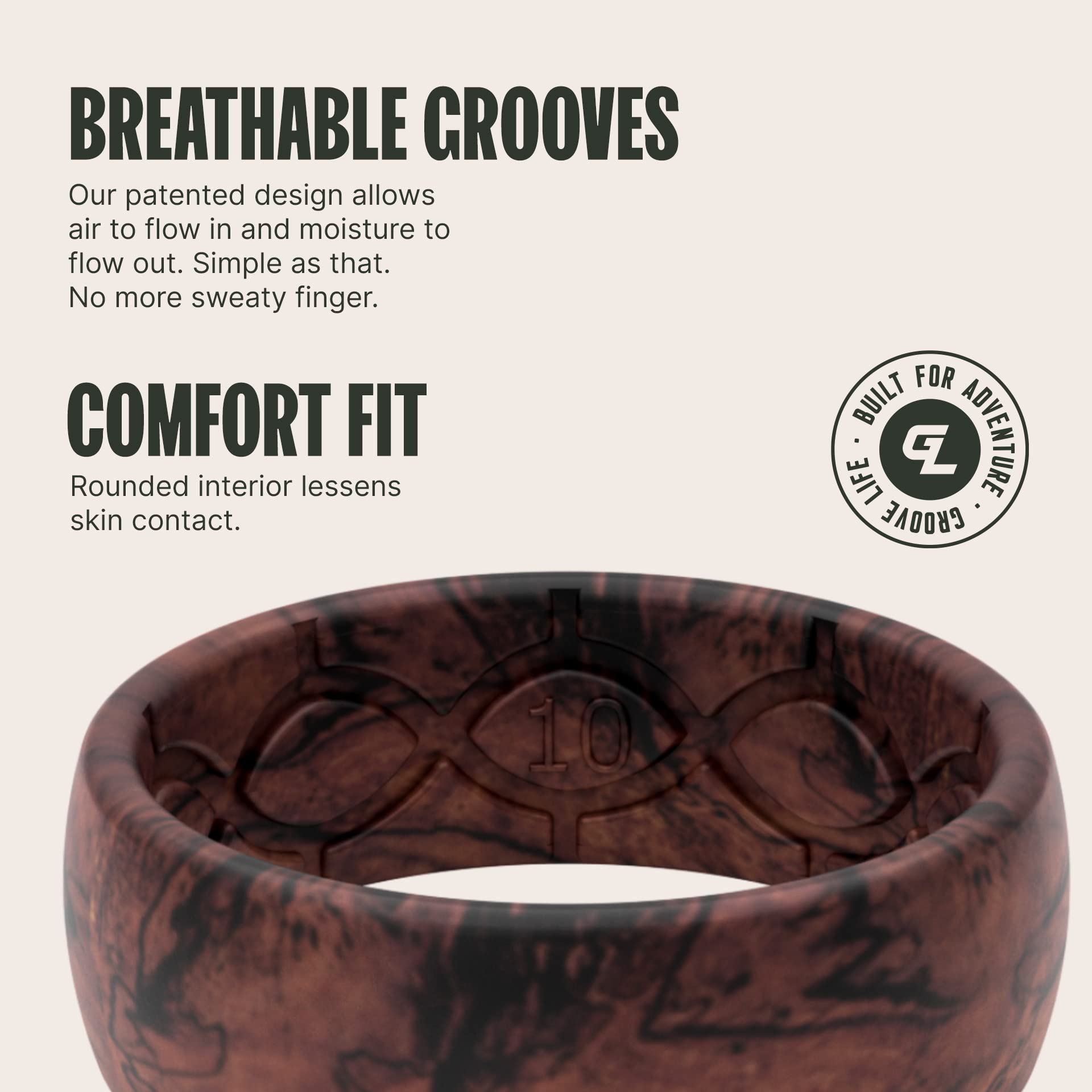 Foto 4 pulgar | Anillo De Silicona Groove Life Nomad Redwood Para Hombre, Talla 10 - Venta Internacional.