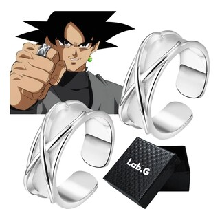 Foto 2 | 2pzs Anillo De Dedo Super Negro Goku Joyero Lab.g Plata