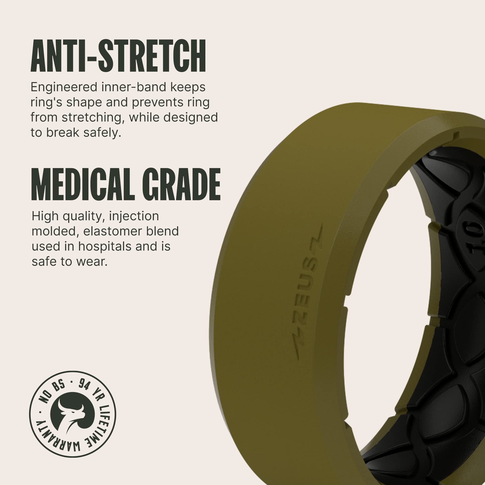 Foto 3 pulgar | Anillo De Silicona Groove Life Zeus Edge Olive Drab Para Hombre - Venta Internacional.
