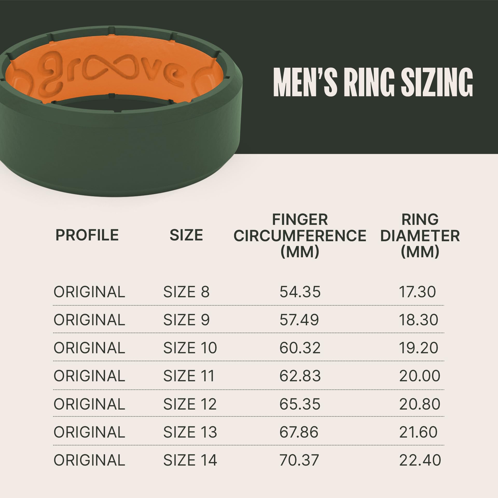 Foto 5 | Anillo De Silicona Groove Life Edge Verde Musgo/naranja, Talla 8 Para Hombre - Venta Internacional.