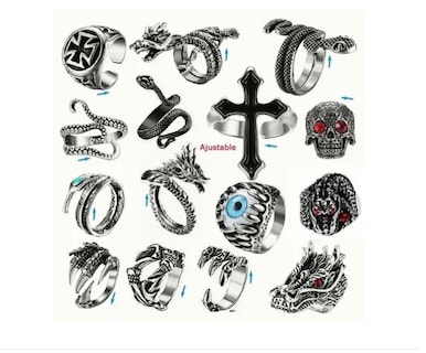 Foto 2 | 15 Anillos De Ajustable Gótica Para Hombres