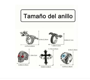 Foto 3 | 15 Anillos De Ajustable Gótica Para Hombres