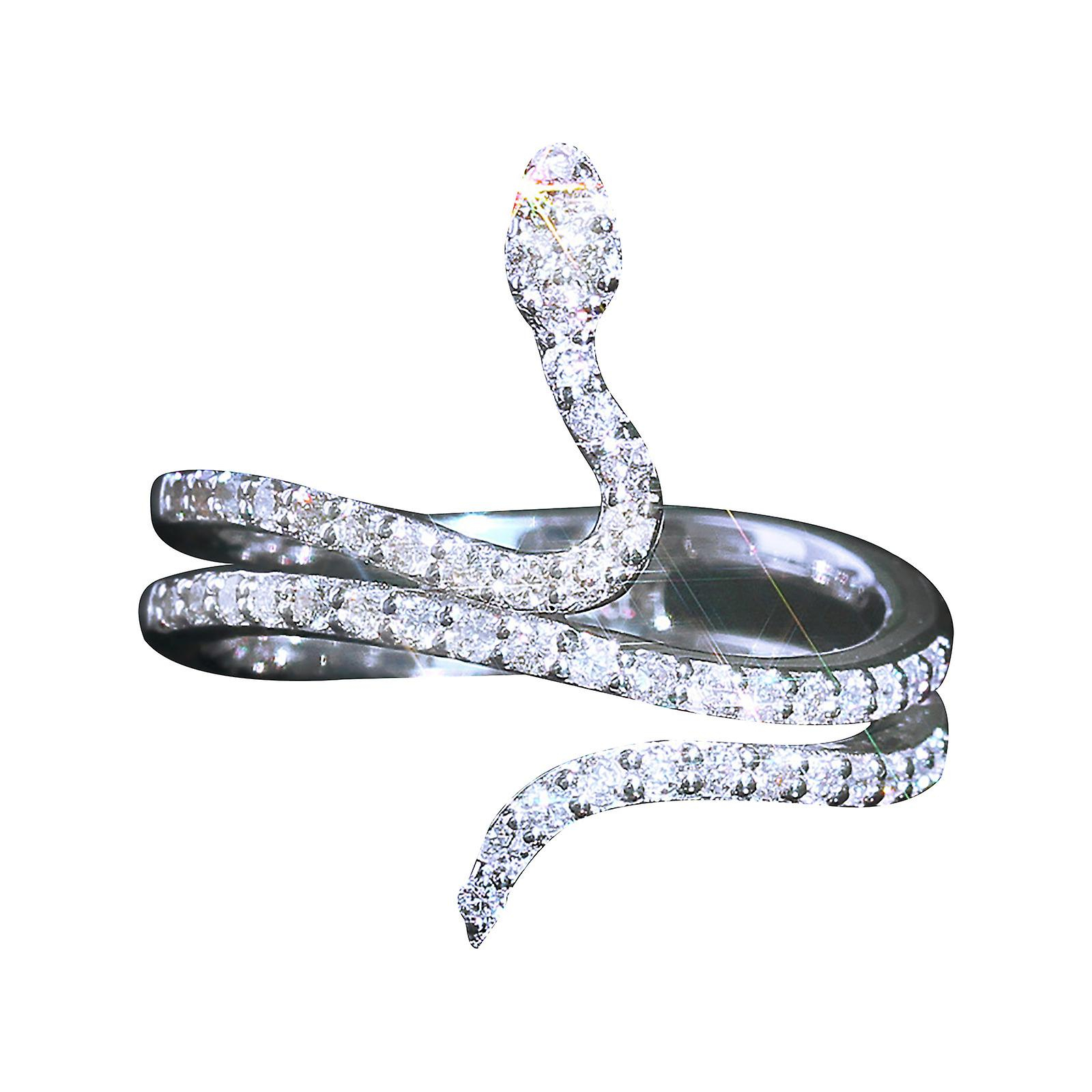 Anillo Huoguo Fashion Snake Girl Con Piedras Preciosas Blancas De Cobre - Venta Internacional.