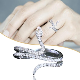 Foto 2 | Anillo Huoguo Fashion Snake Girl Con Piedras Preciosas Blancas De Cobre - Venta Internacional.
