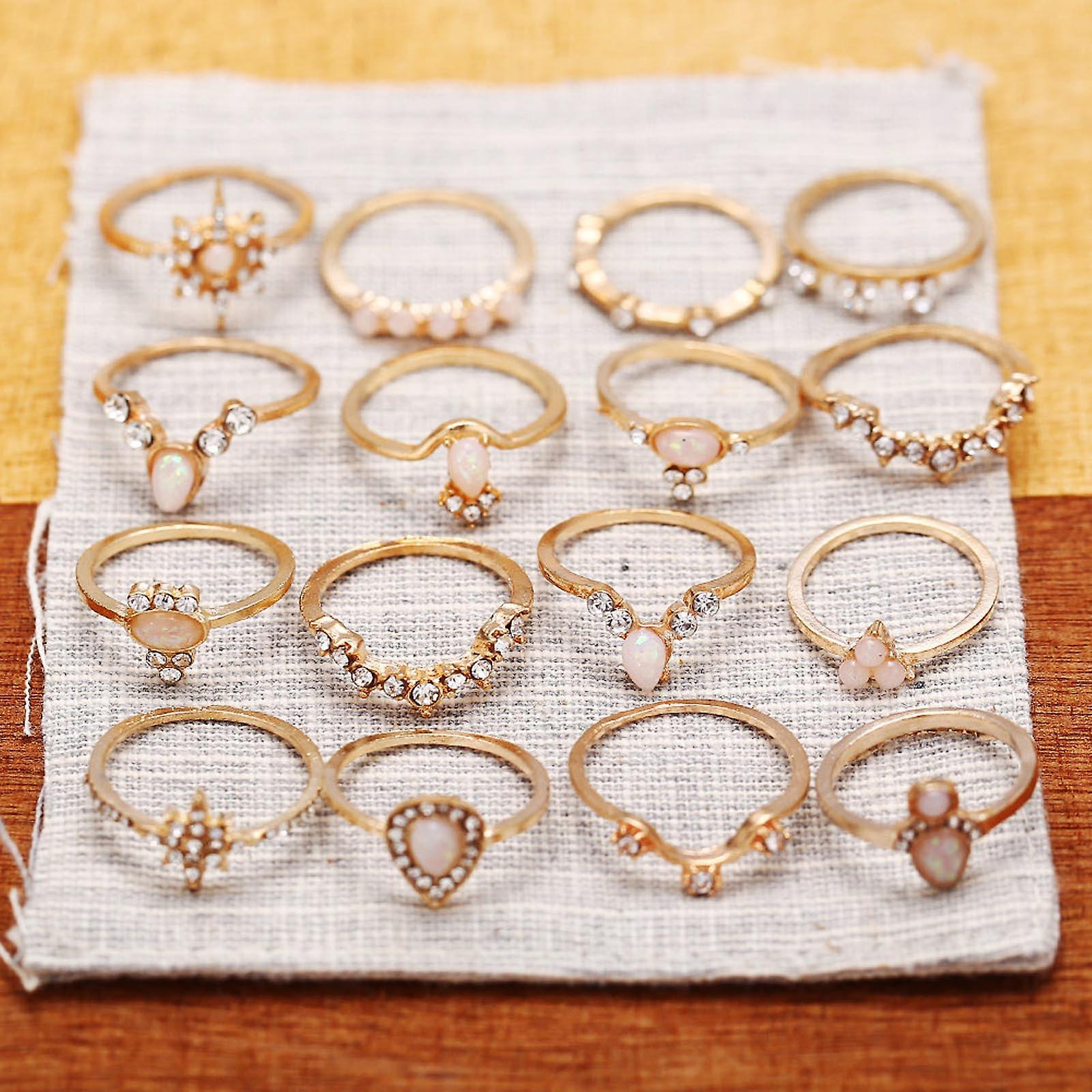 Foto 4 | Conjunto De Anillos Huoguo  Bohemio  Retro  Geométrico  Diseño Personalizado - Venta Internacional.