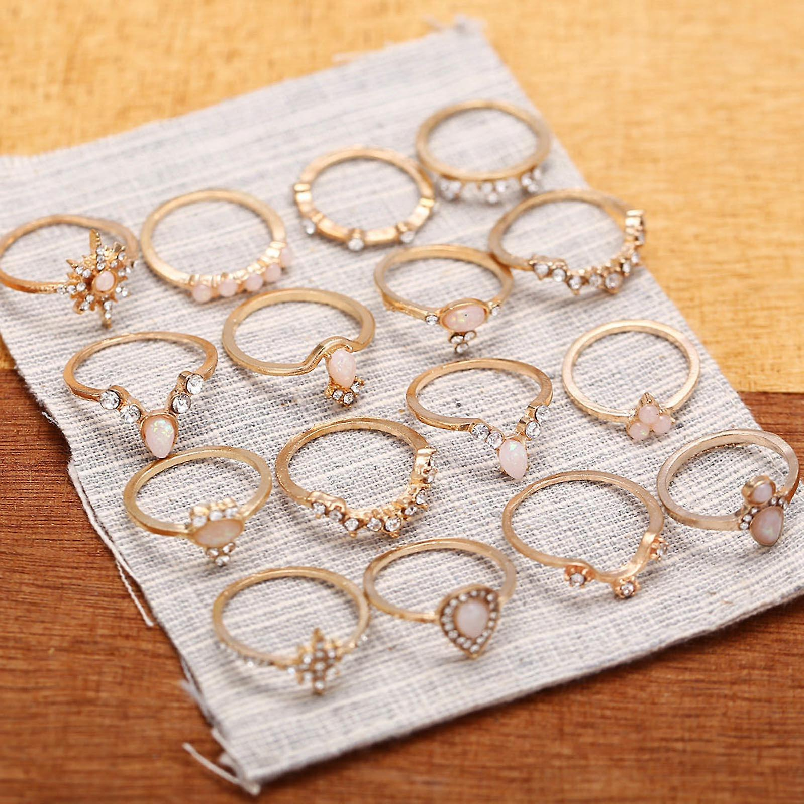 Foto 6 pulgar | Conjunto De Anillos Huoguo  Bohemio  Retro  Geométrico  Diseño Personalizado - Venta Internacional.