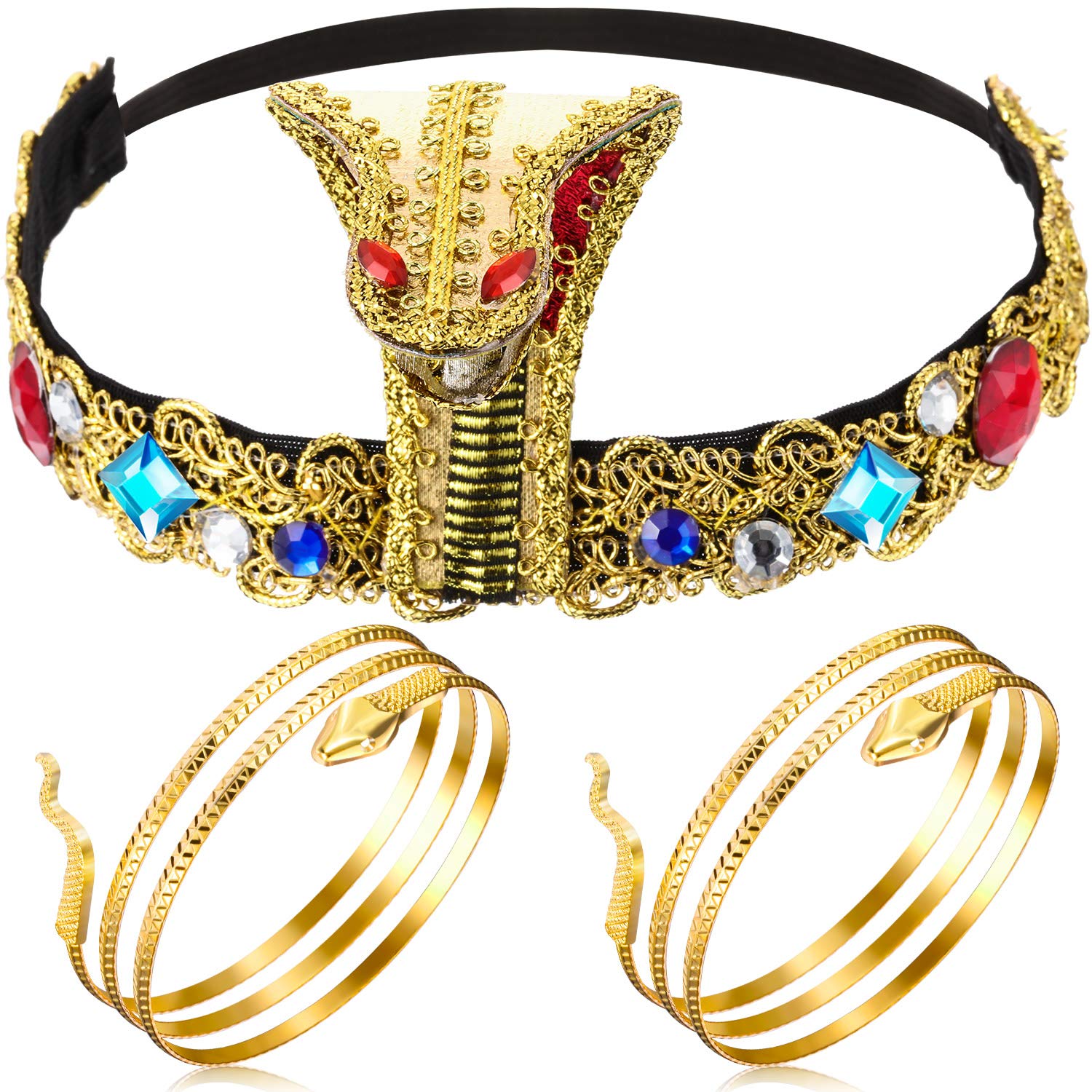 Costume Accessories Hicarer - Tocado Egipcio Con 2 Brazaletes Con Forma De Serpiente - Venta Internacional.