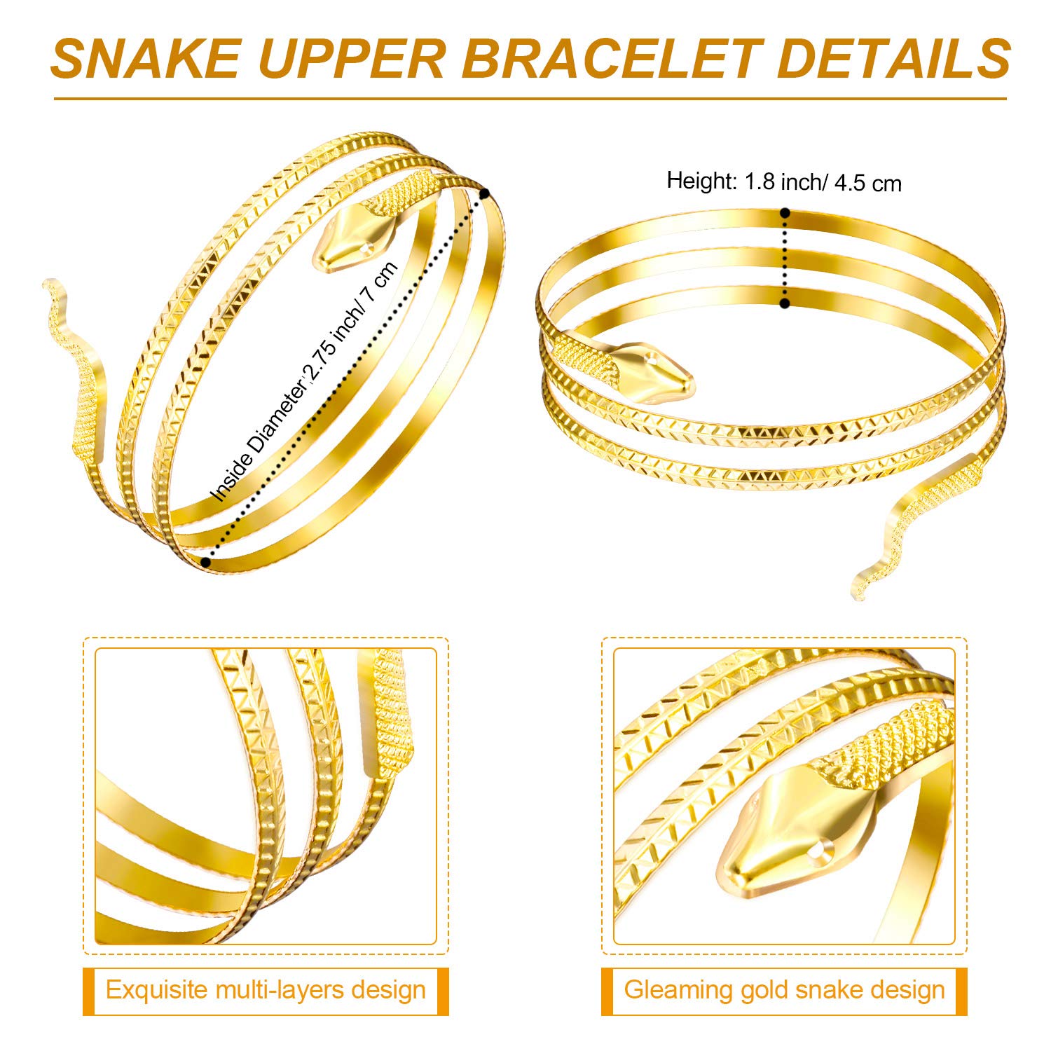 Foto 3 pulgar | Costume Accessories Hicarer - Tocado Egipcio Con 2 Brazaletes Con Forma De Serpiente - Venta Internacional.