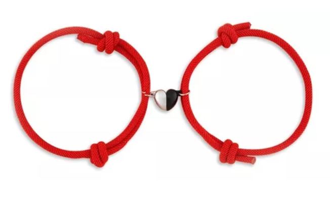 Pulseras Ajustables con Imán Love Amor Eterno Rojas para Parejas