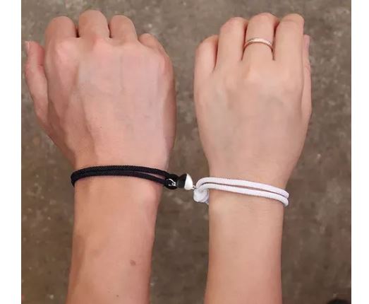 Foto 2 | Pulseras para Parejas Ajustables con Imán Love Amor Eterno Blanco y Negro