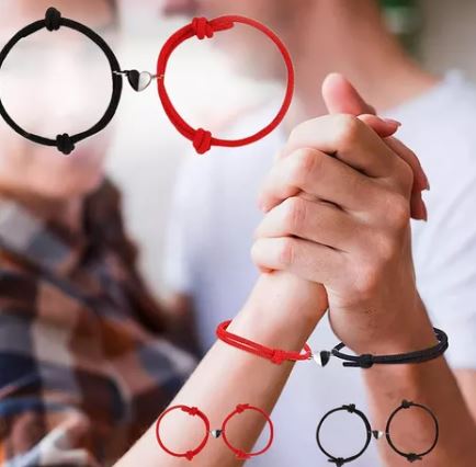 Foto 2 | Pulseras Ajustables con Imán Love Amor Eterno Rojo y Negro para Parejas