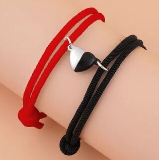 Foto 3 | Pulseras Ajustables con Imán Love Amor Eterno Rojo y Negro para Parejas