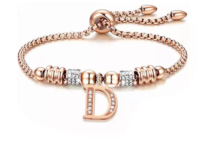 Pulsera Wünd con Letra Inicial "D" Color Oro Rosado