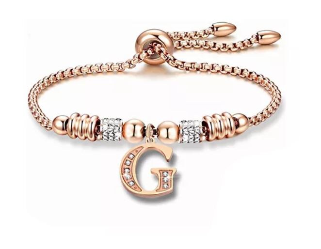 Pulsera Wünd con Letra Inicial 'G' Color Oro Rosado $708