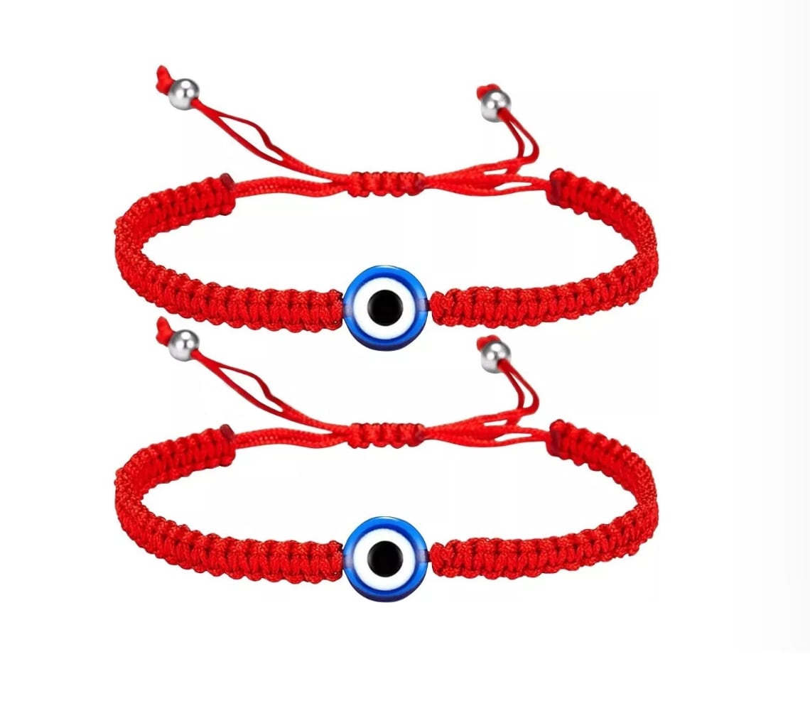 Pulseras Ajustables Rojas con Ojo Turco 2 Piezas $267