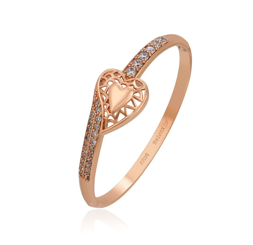 Foto 2 pulgar | Brazalete Oro 18k Rosa Corazón para Mujer